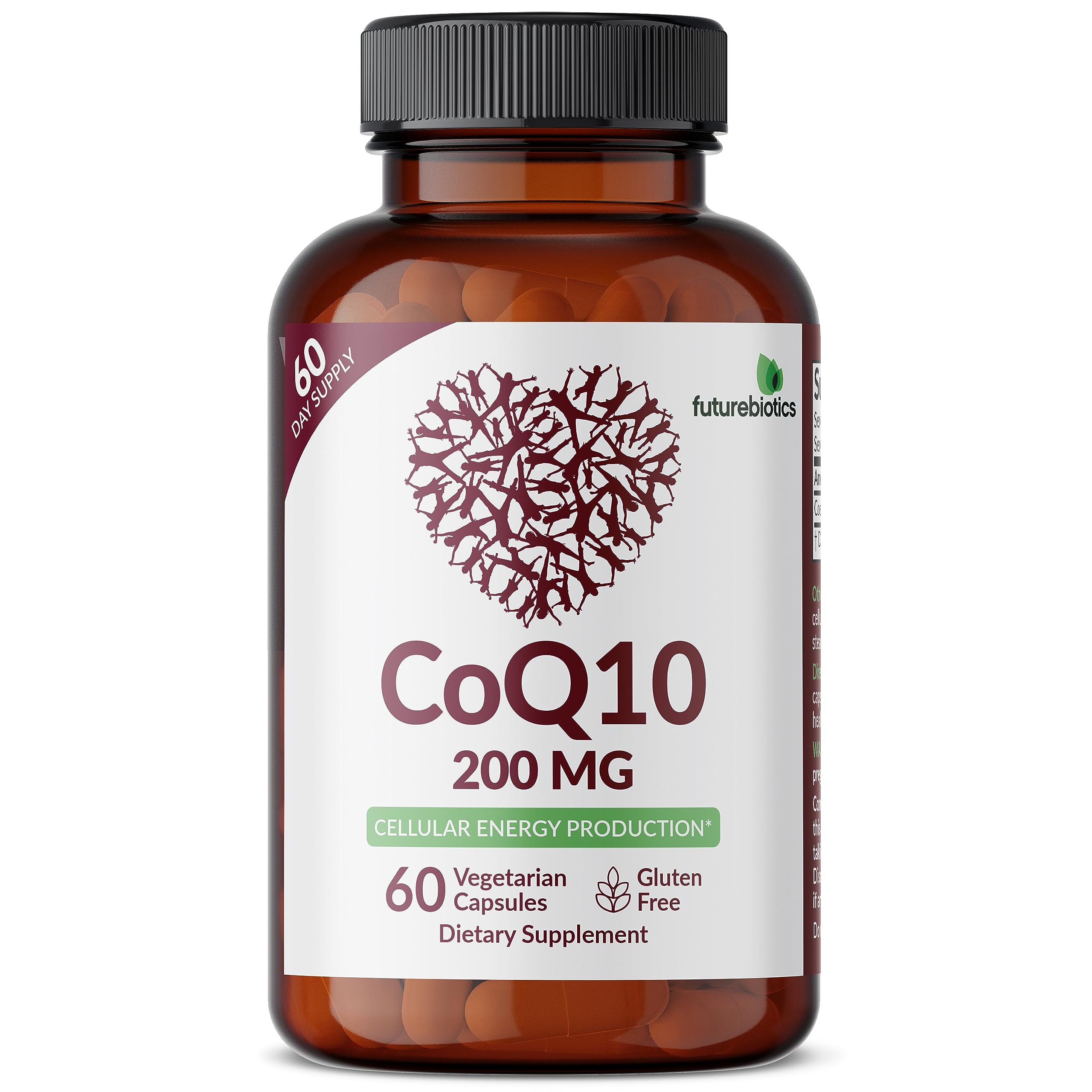 Futurebiotics cápsula de CoQ10 en mano para visualizar tamaño y facilidad de ingestión