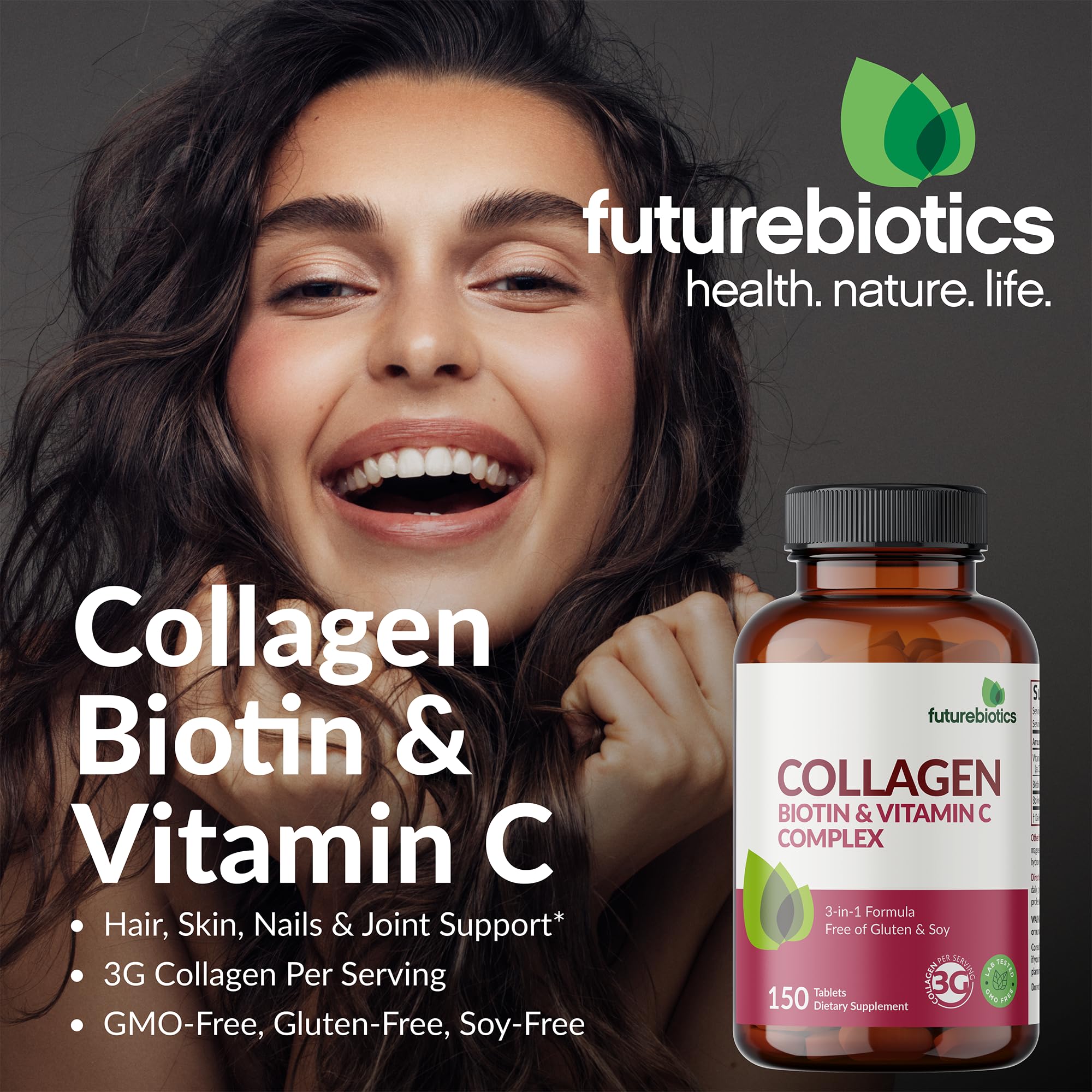 Futurebiotics envase abierto con tabletas expuestas para dosificación clara