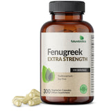 Futurebiotics fenugreek frasco frontal mostrando 300 cápsulas y diseño claro, confianza de marca