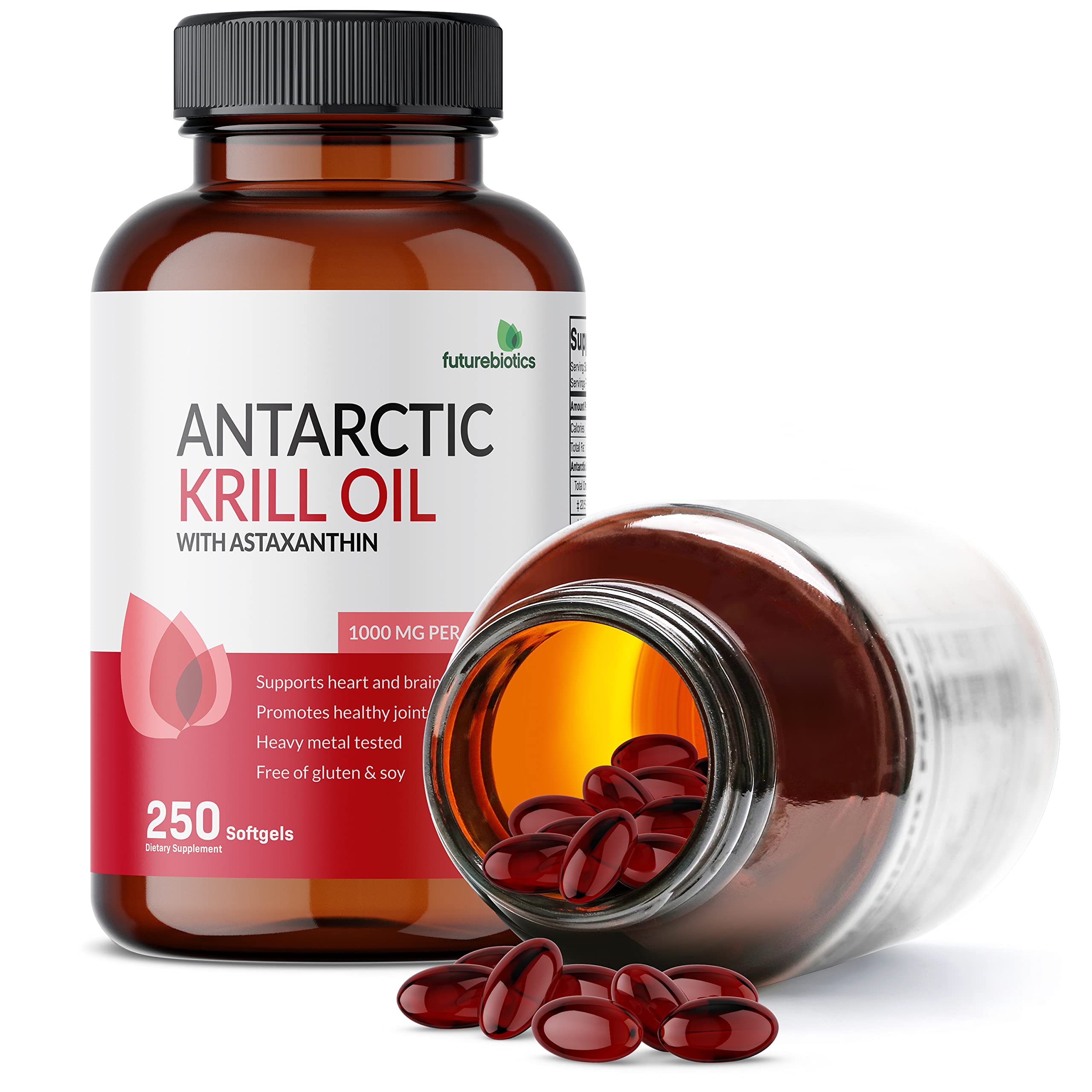 Futurebiotics frasco abierto con cápsulas que resalta cantidad del envase