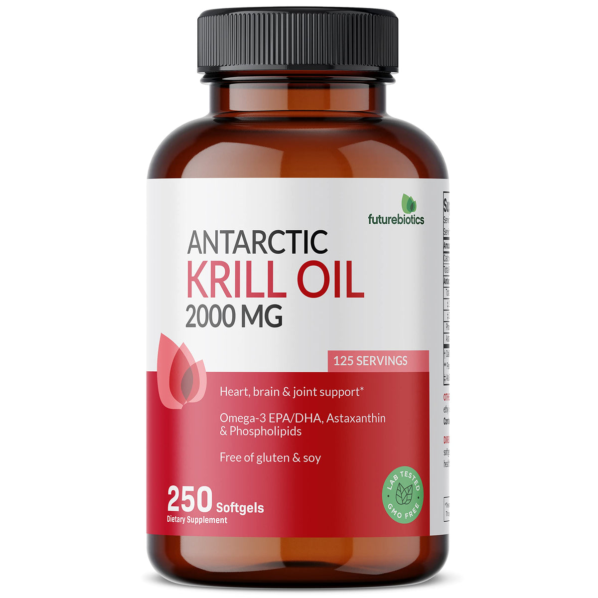 Futurebiotics envase frontal 250 softgels muestra dosis y pureza