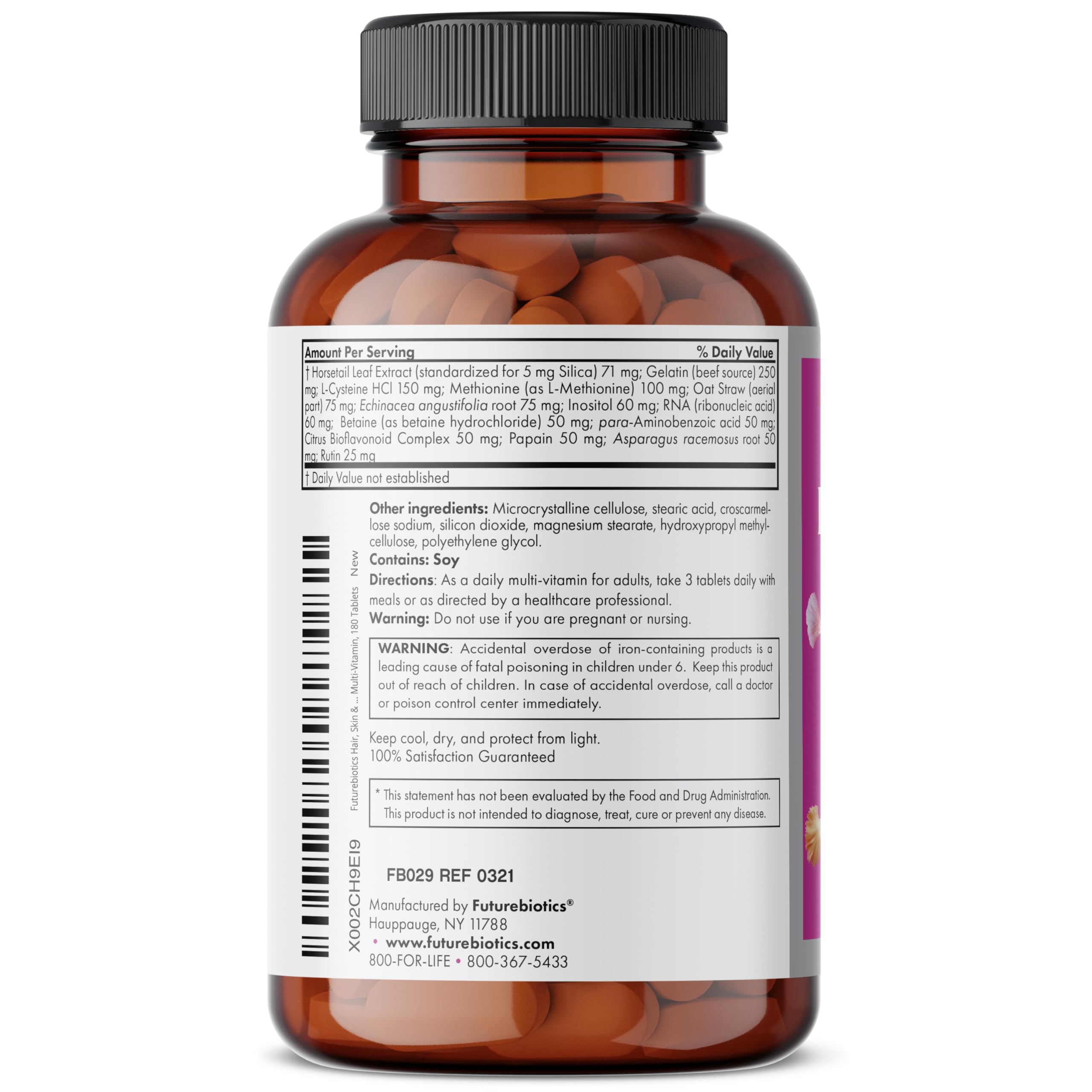 Futurebiotics ingredientes en primer plano que sugieren pureza y calidad