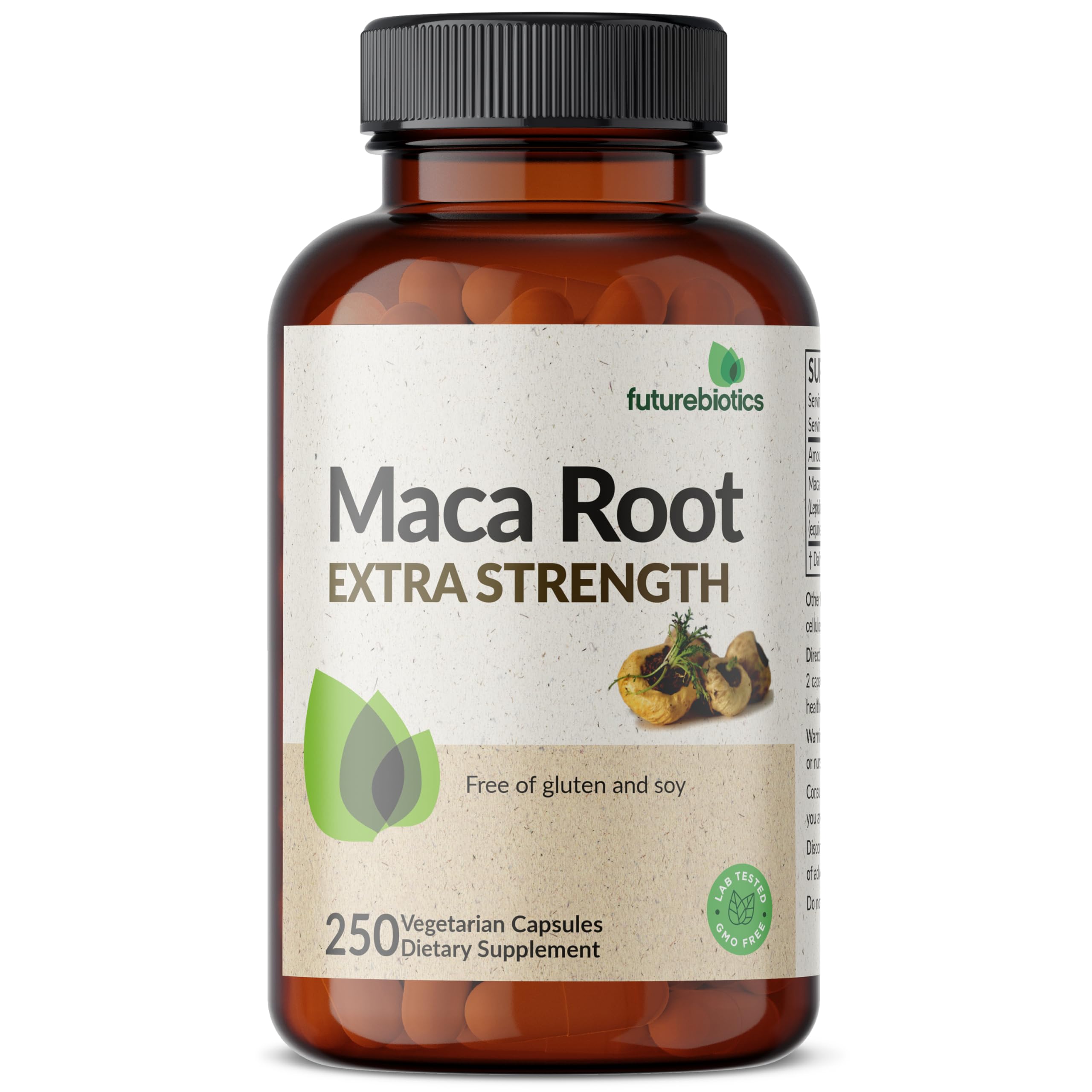 Futurebiotics etiqueta con ingredientes y sellos de calidad claramente legibles