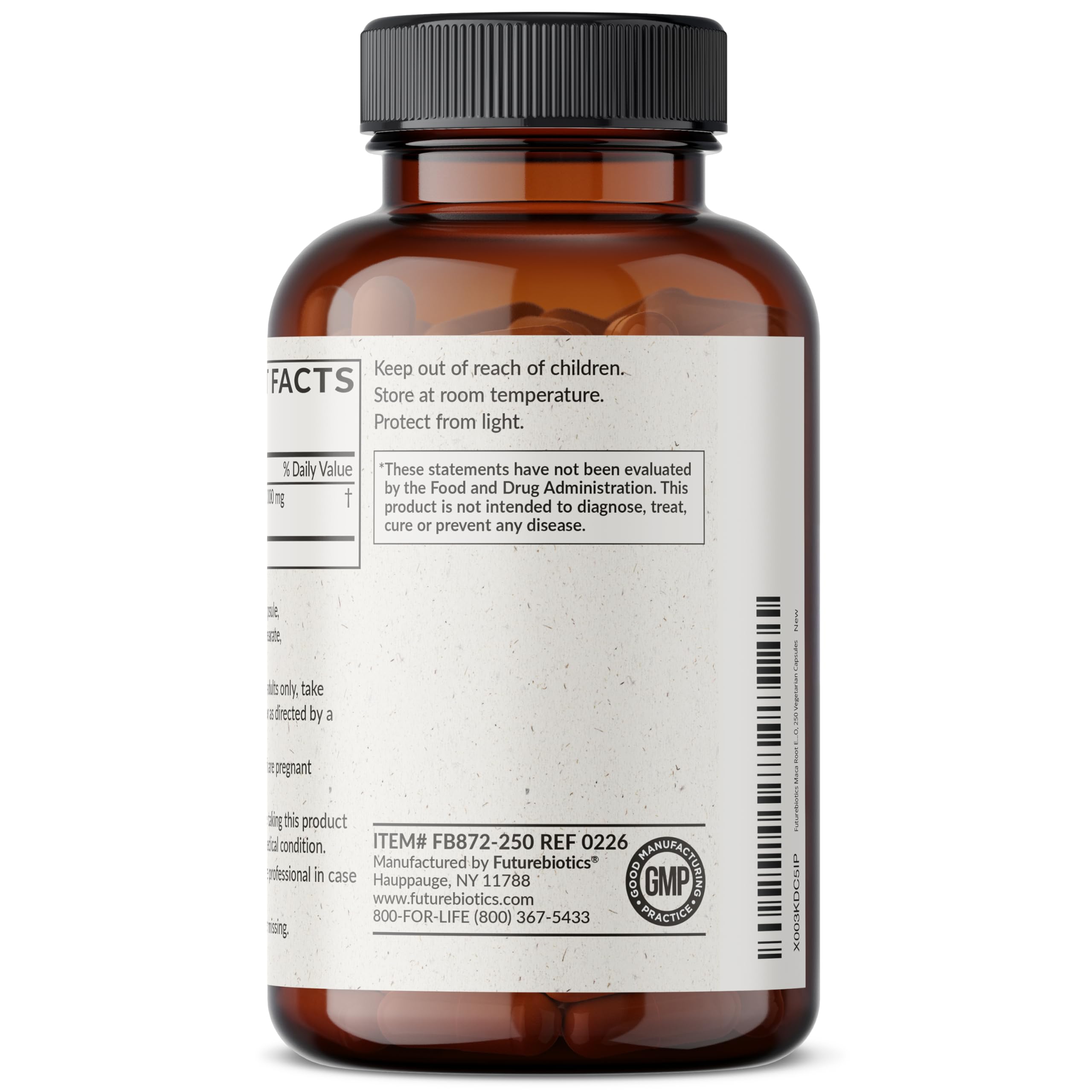 Futurebiotics sello non-GMO y cGMP que refleja control de calidad