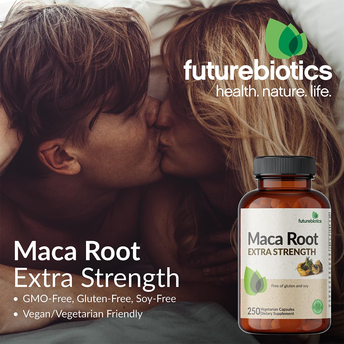 Futurebiotics polvo de maca en textura, origen natural y pureza visible