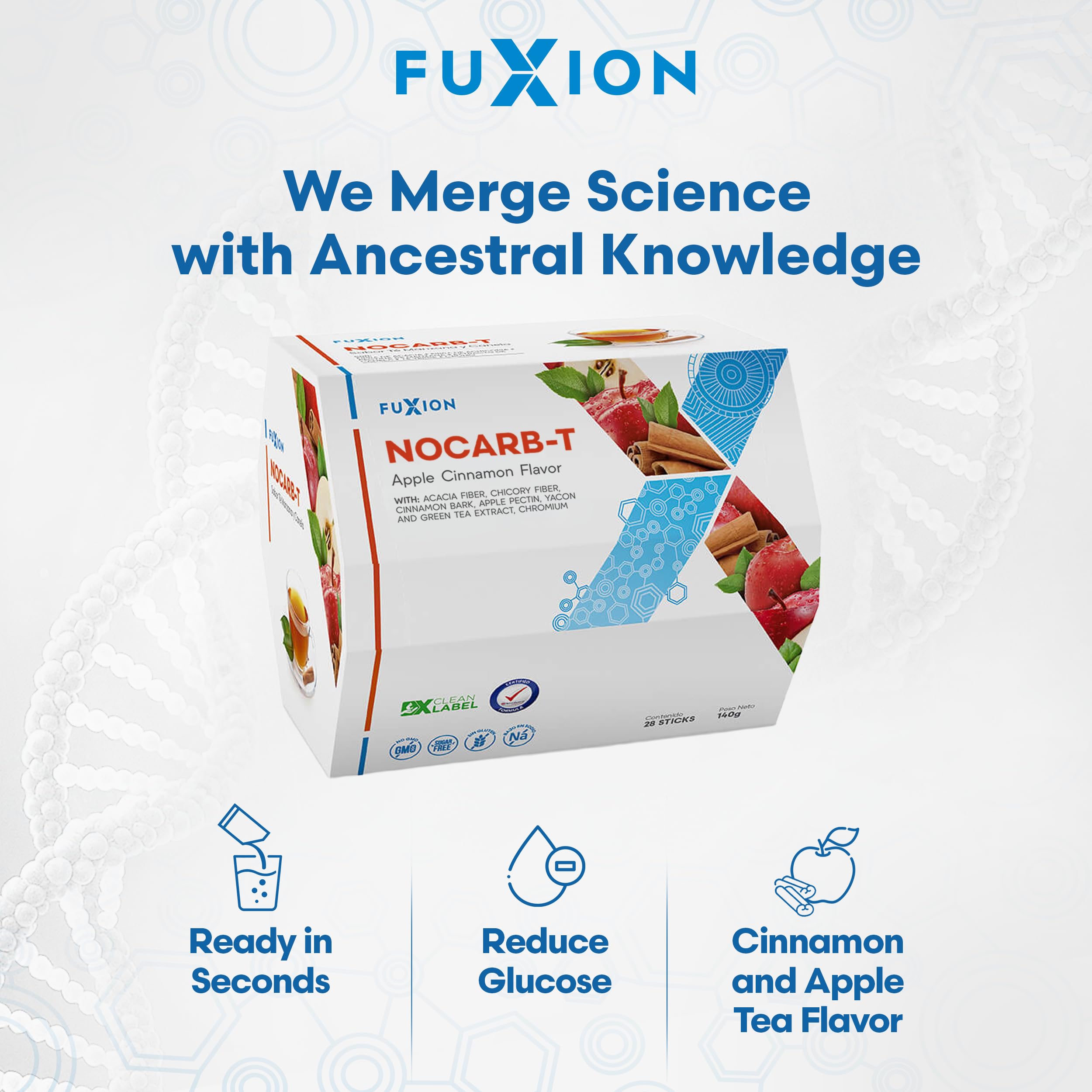 FuXion NoCarb-T polvo en cuchara textura fina y disolución rápida