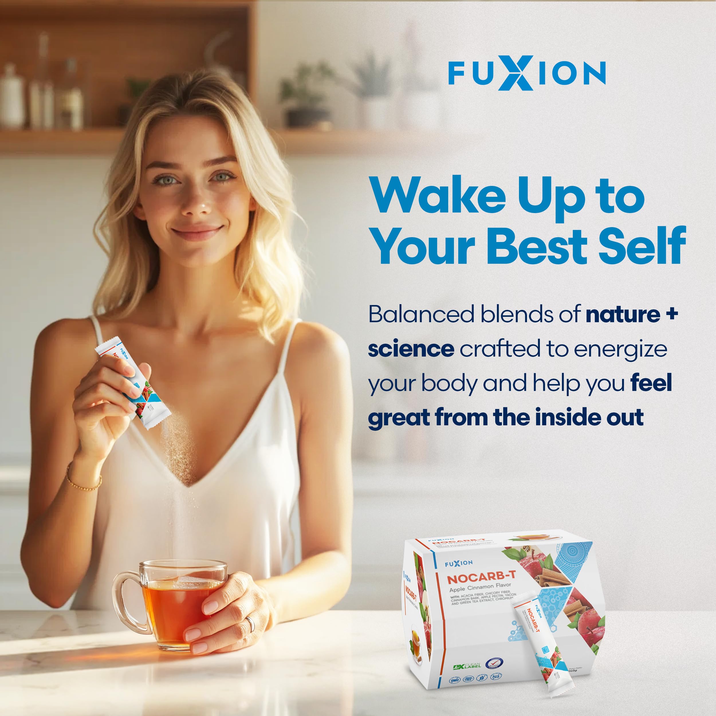 FuXion NoCarb-T vaso preparado color manzana-canela hidratación sabrosa
