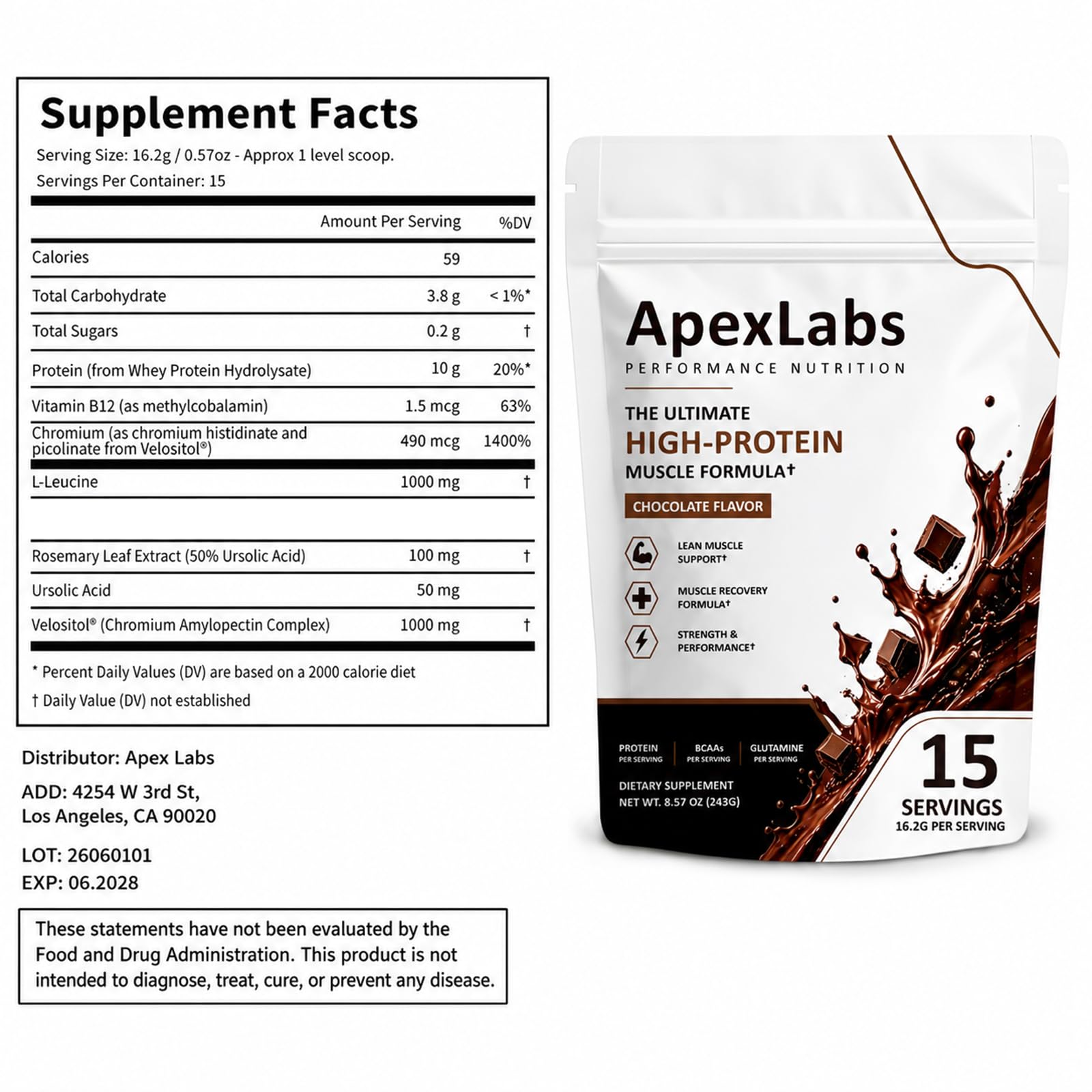 Batido preparado con Fuxvao Apex Labs listo antes del entrenamiento para energía
