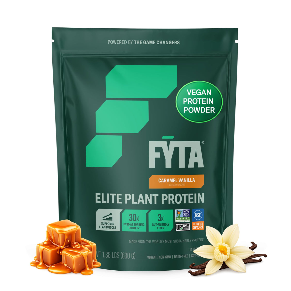 FYTA envase frontal sabor vainilla caramelo, presentación clara y atractiva
