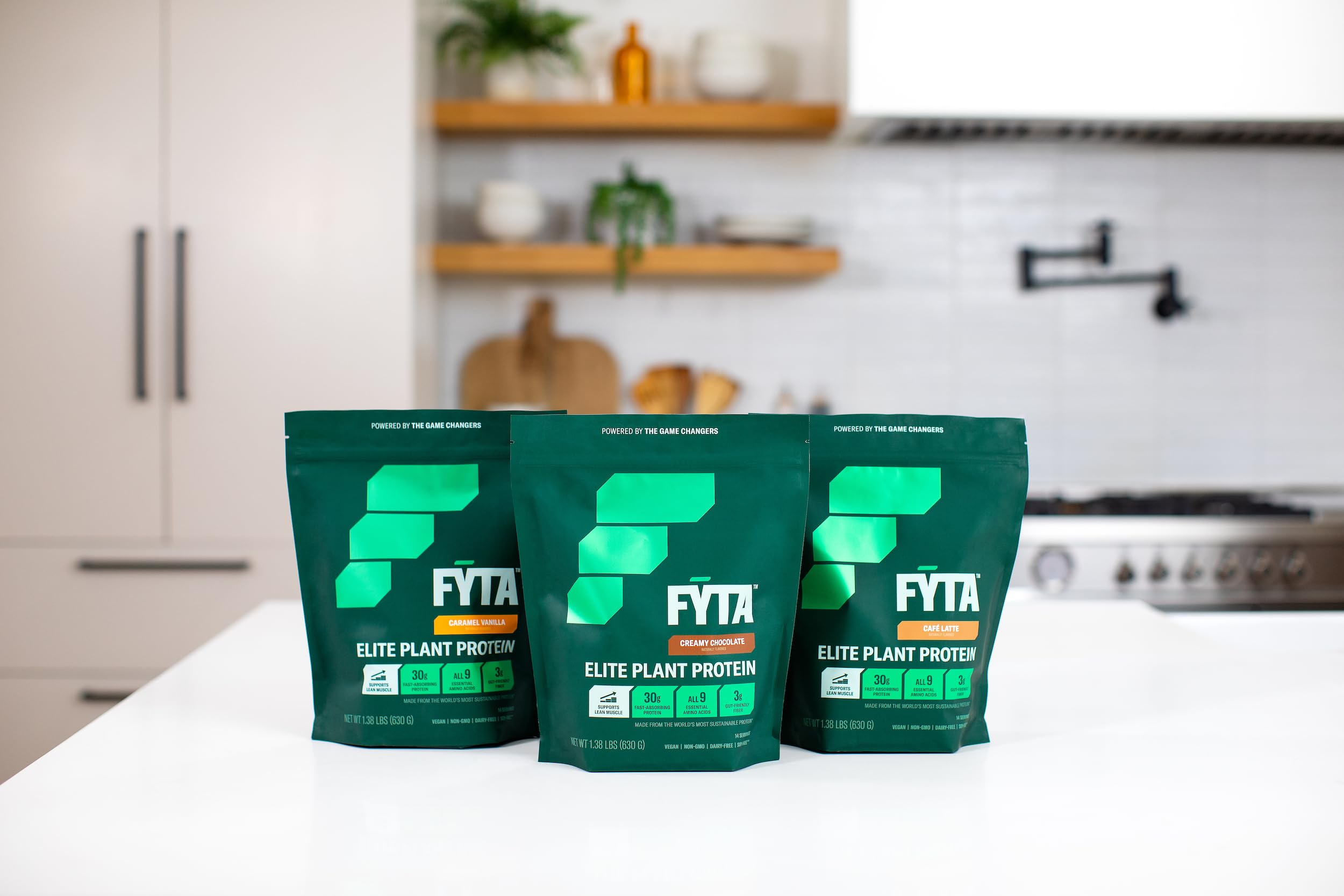 FYTA envase 630 g junto a objeto para escala, muestra tamaño real