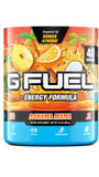 G Fuel frasco frontal con etiqueta tropical mostrando el producto y beneficios