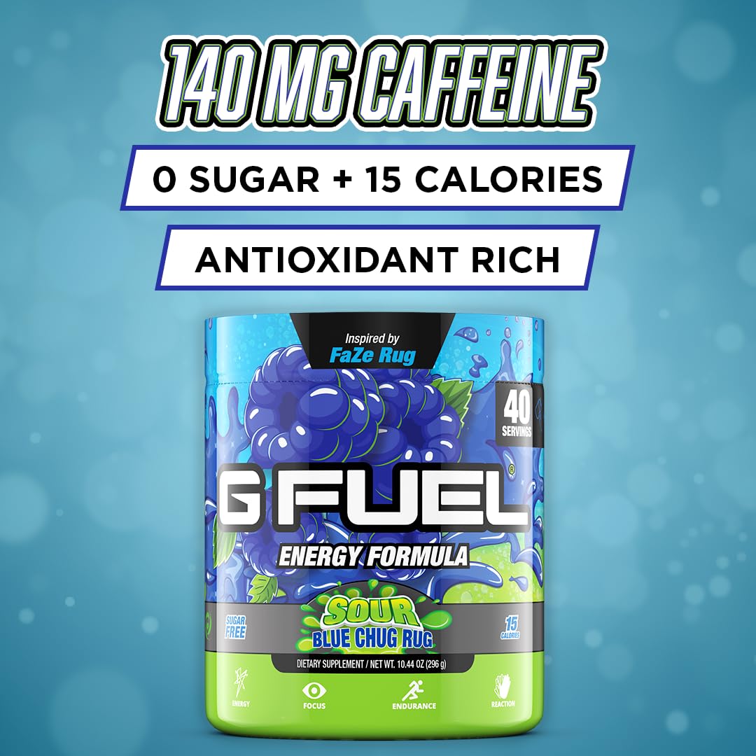 Detalle del polvo G Fuel Chug Rug mostrando su textura fina y fácil disolución