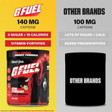 G Fuel etiqueta con lista de ingredientes y beneficios visibles y claros