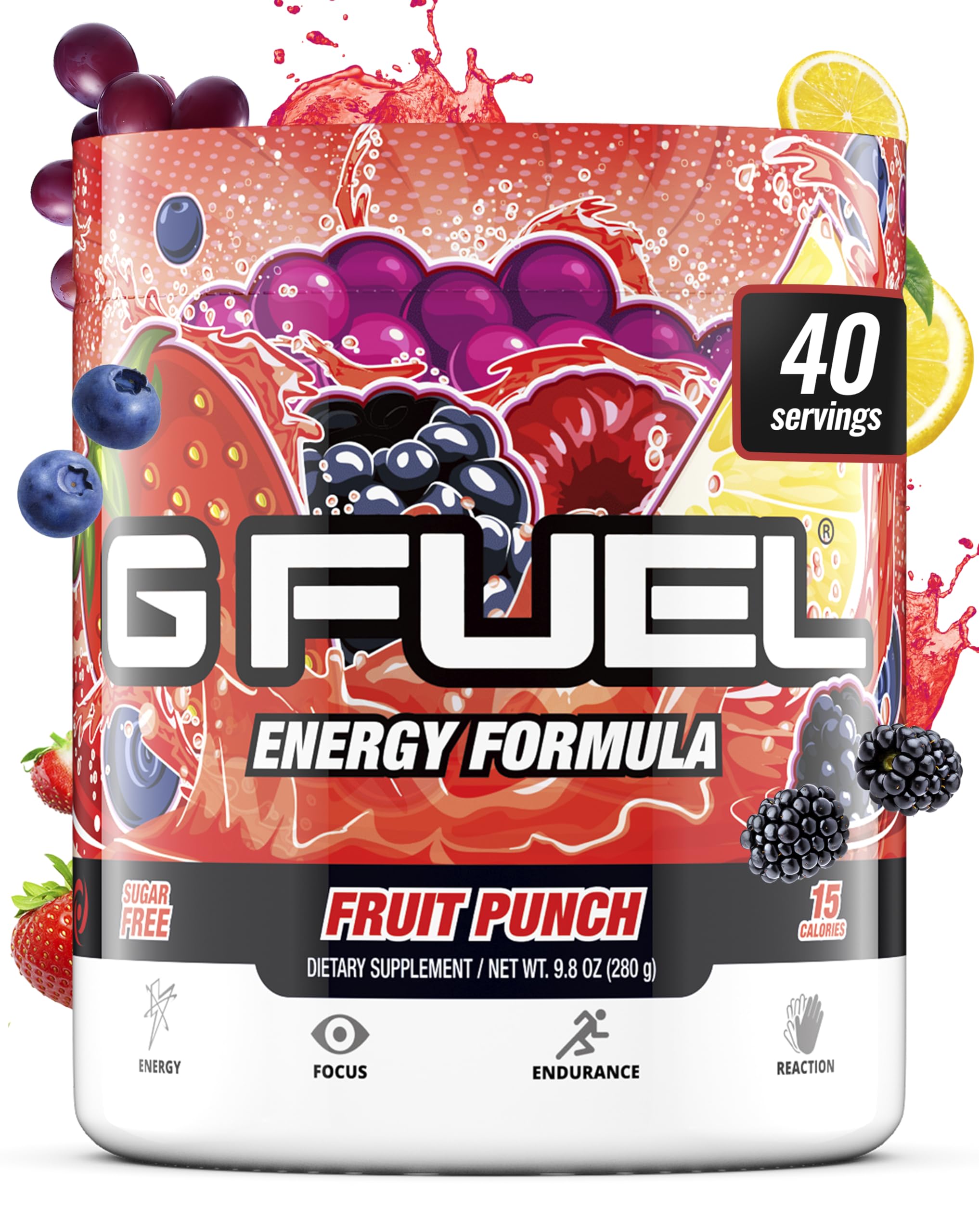 G Fuel vista frontal del envase mostrando el diseño y conveniencia