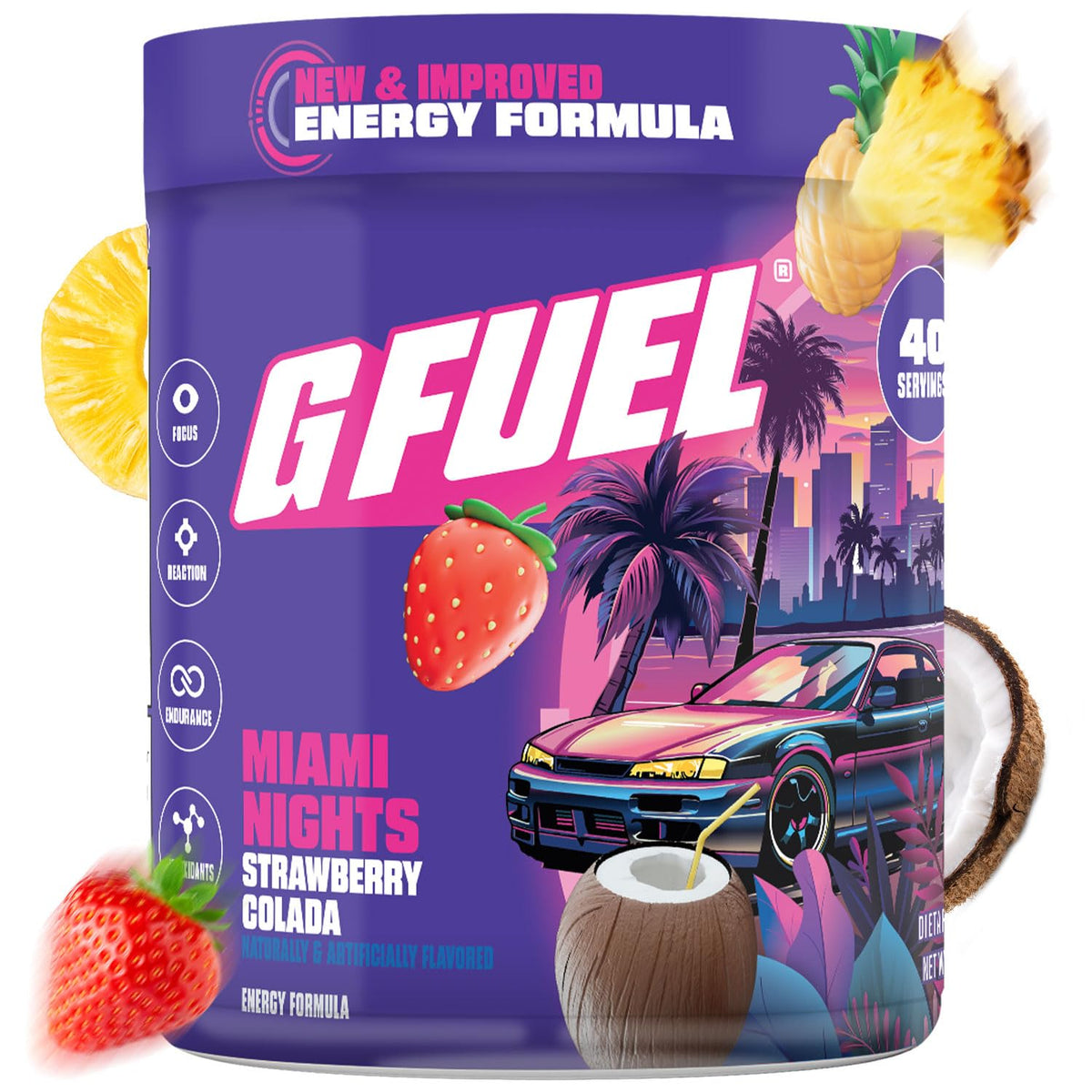 G Fuel frente del envase mostrando diseño y cantidad, atractivo visual