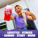 G Fuel en escritorio de juego, enfoque prolongado y energía estable