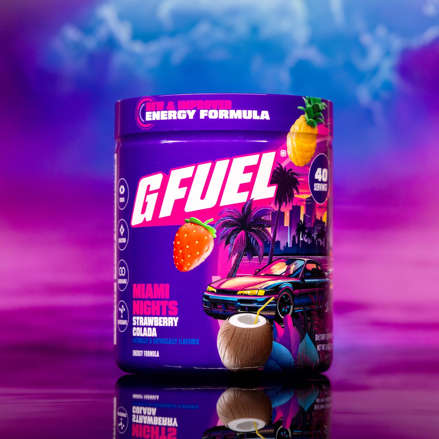 G Fuel vaso preparado con color Strawberry Piña Colada, refrescante