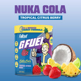G Fuel Nuka Cola junto a objetos para comparar tamaño y 40 porciones