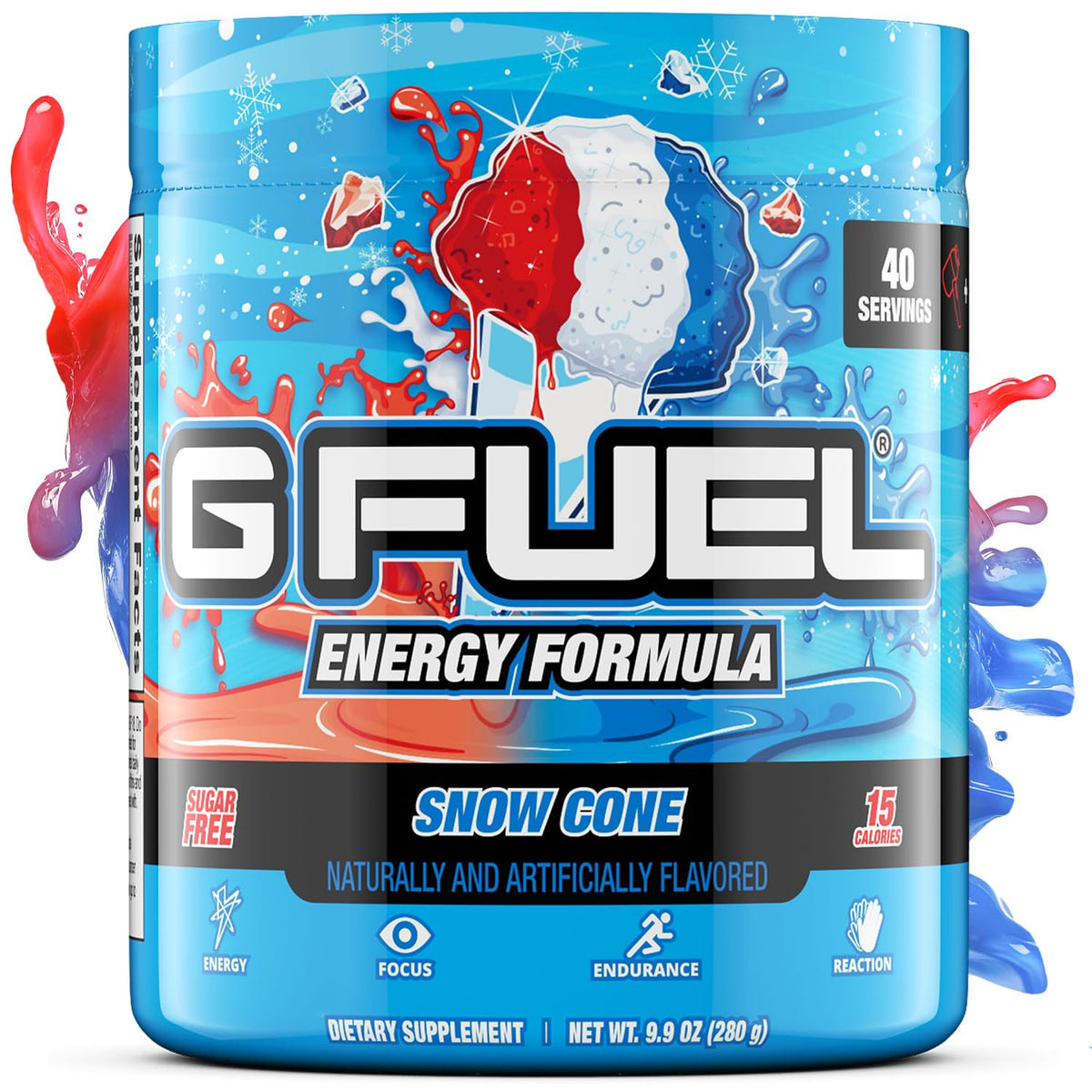 G Fuel envase Snow Cone frontal mostrando presentación y marca
