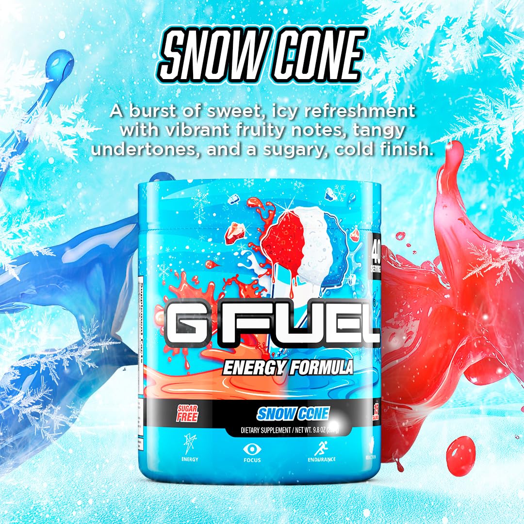 Cuchara dosificadora con polvo G Fuel Snow Cone lista para mezclar
