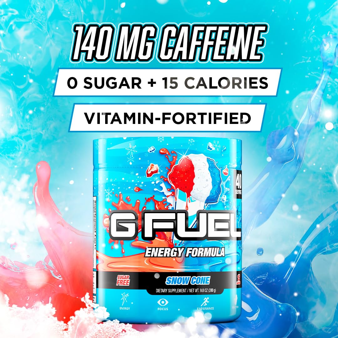 G Fuel etiqueta y tapa del envase con información visible y diseño