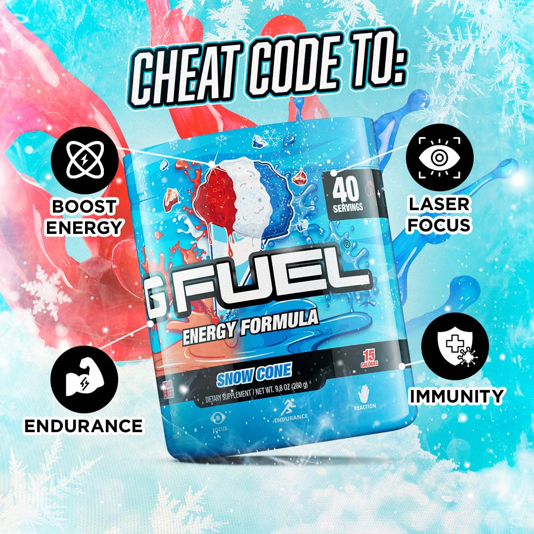 Polvo Snow Cone de G Fuel textura fina apta para disolución rápida