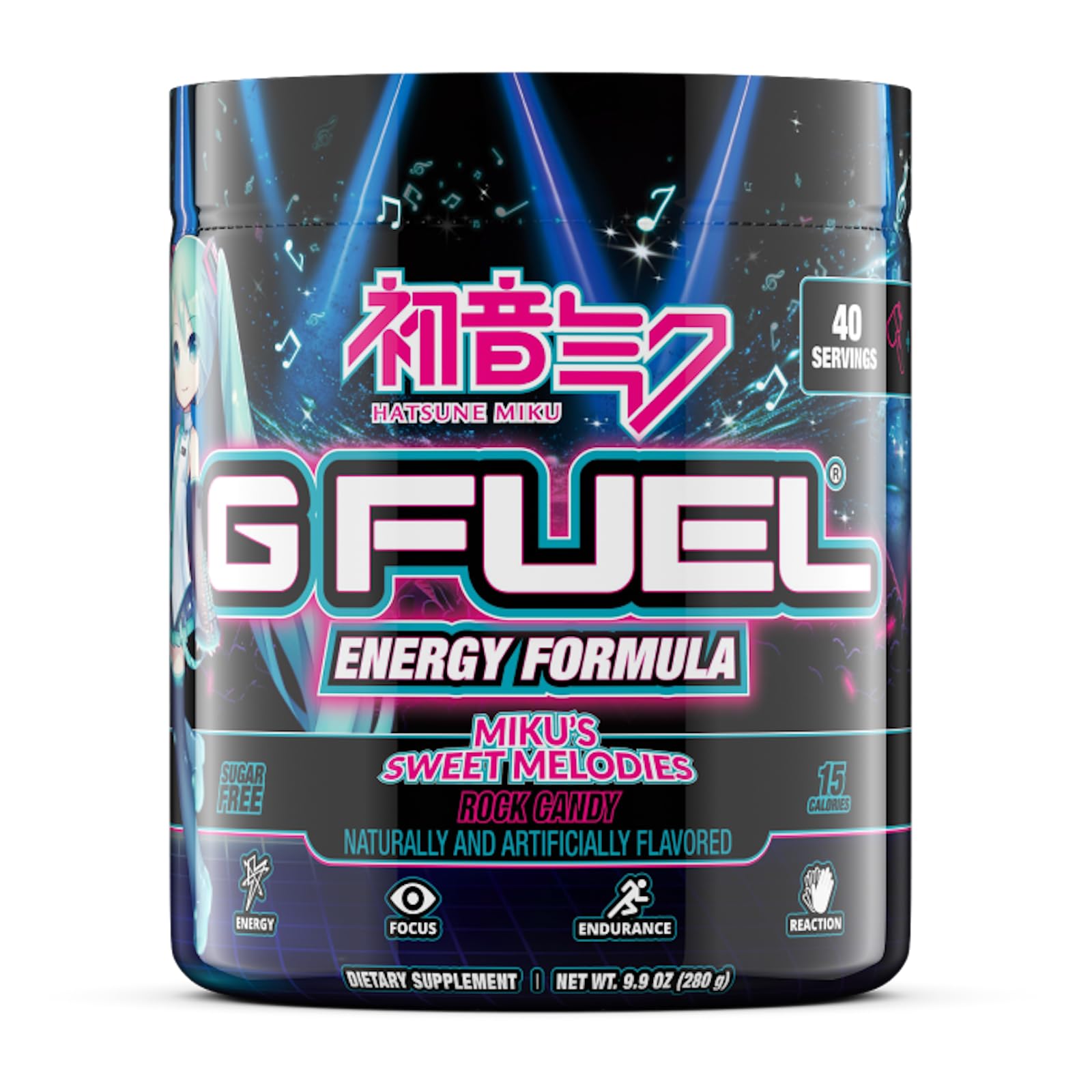 G Fuel envase frontal Sweet Melodies con diseño Hatsune Miku y atractivo visual
