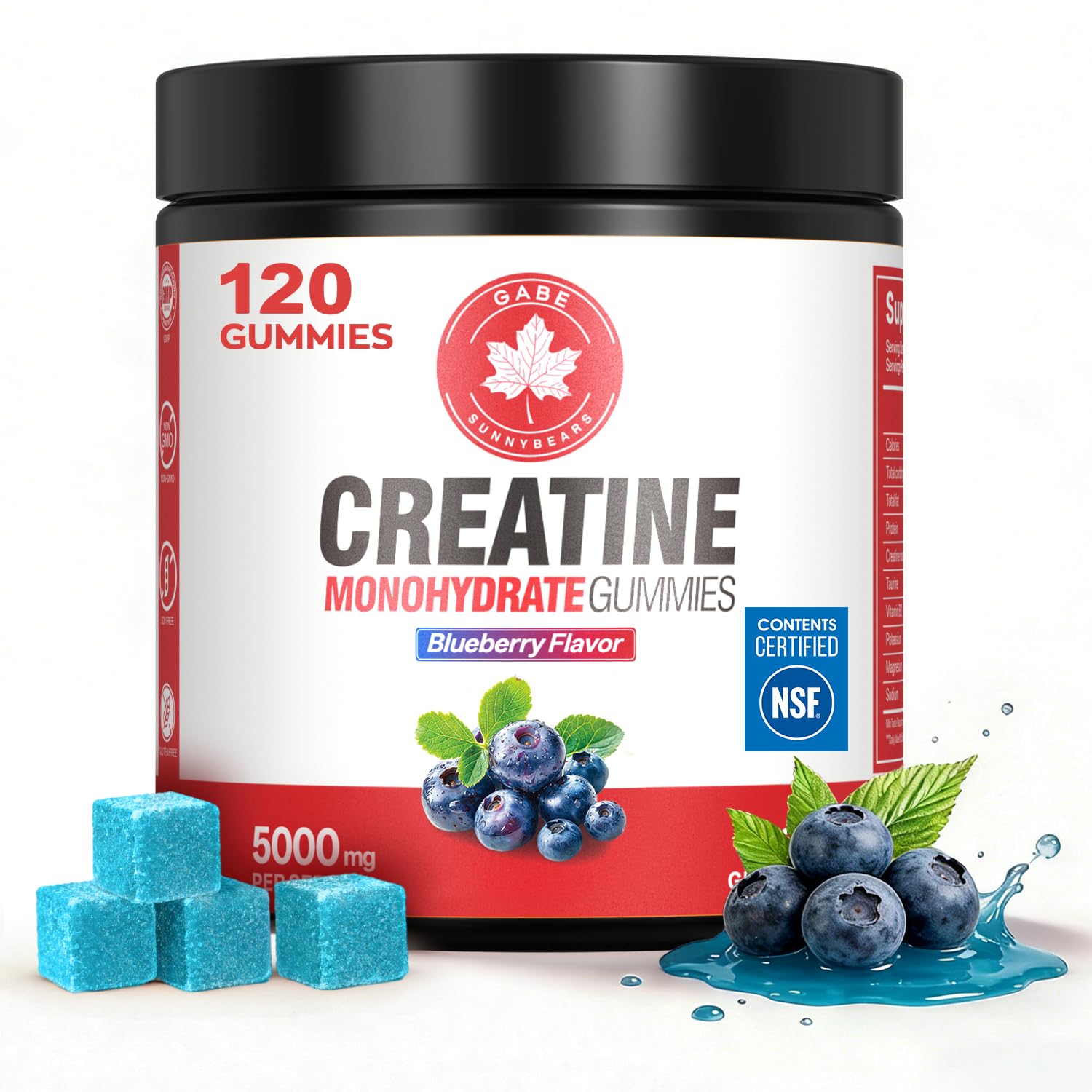 GABE SUNNYBEARS frente del empaque mostrando 120 gomitas y beneficios