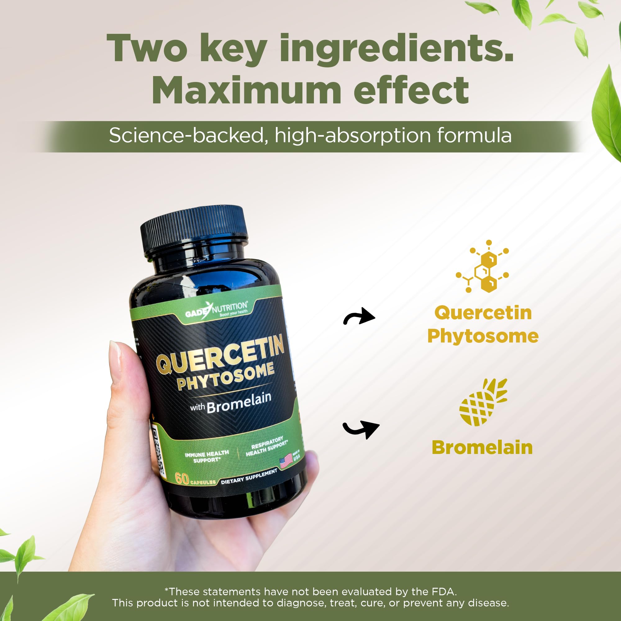 GADE NUTRITION bromelina con trozos de piña subrayando origen natural