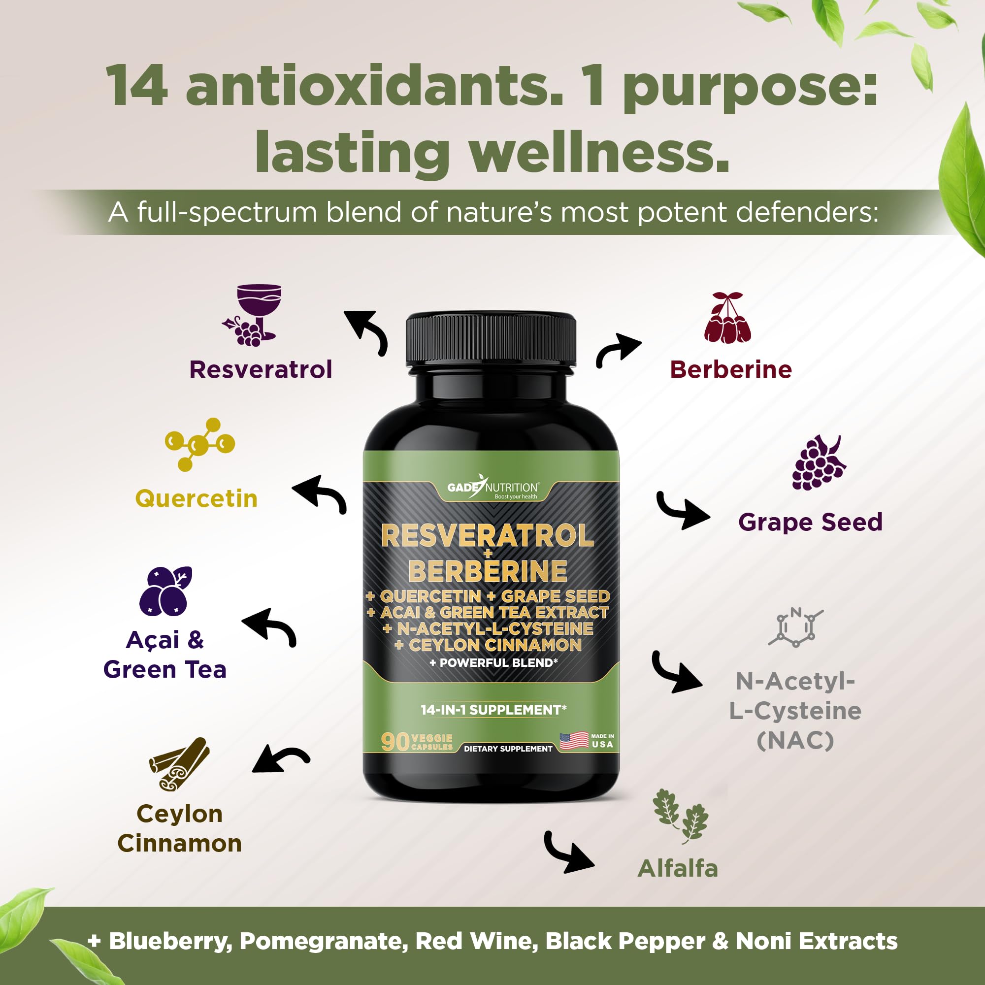 GADE NUTRITION detalle de etiqueta con lista de ingredientes clave
