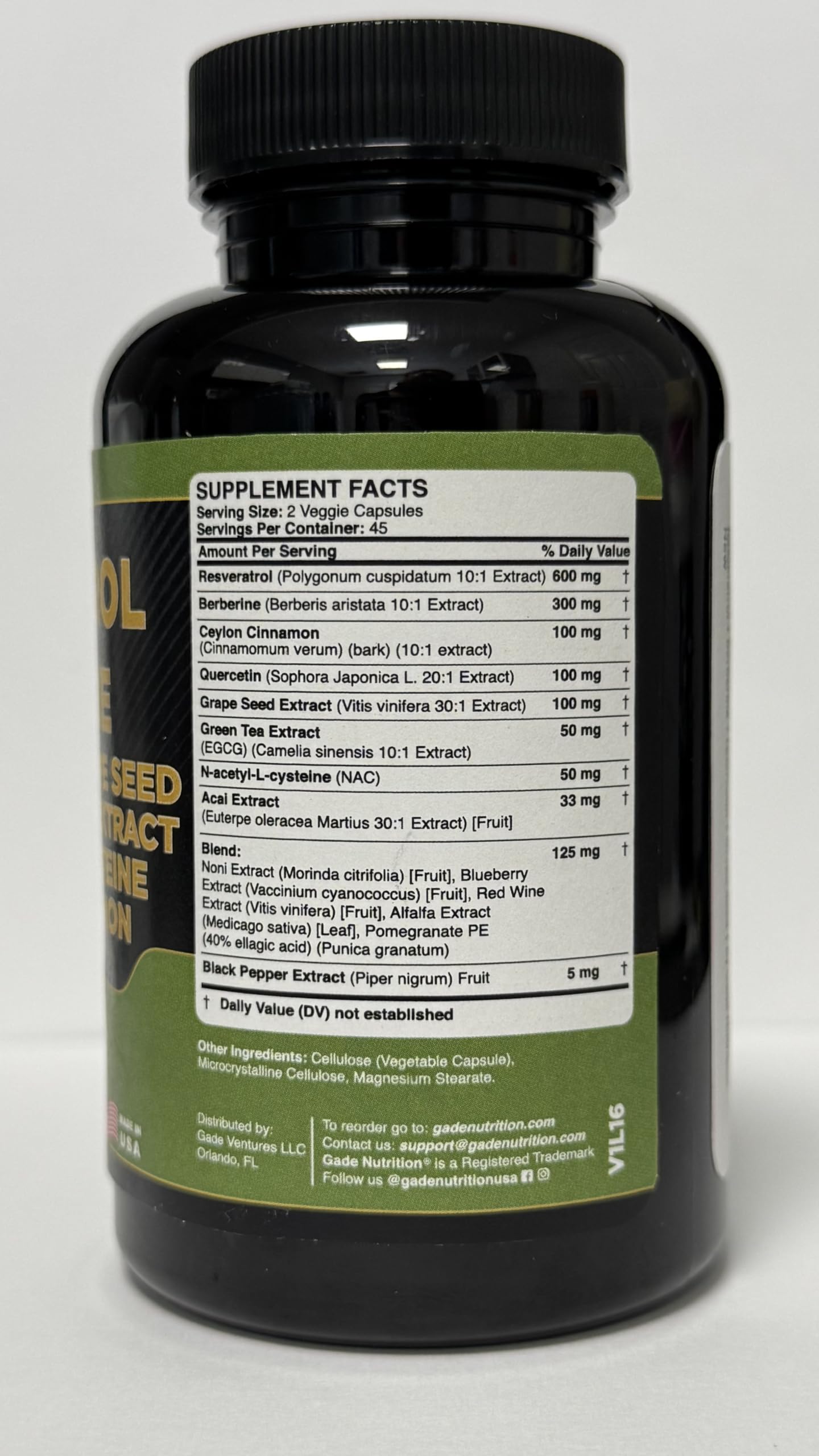 GADE NUTRITION ingredientes crudos como uvas té verde y canela