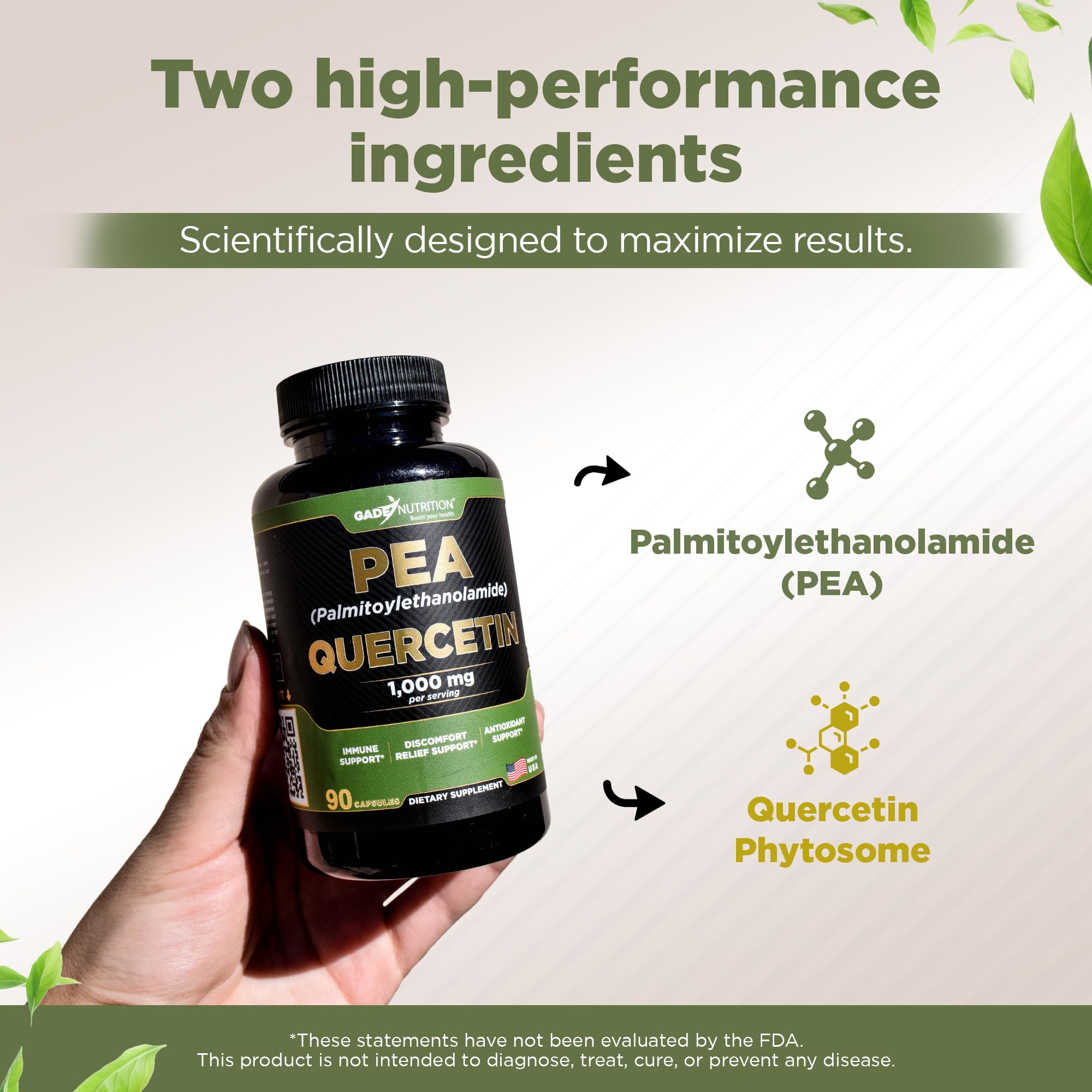 Gade Nutrition primer plano de PEA micronizada enfatizando pureza