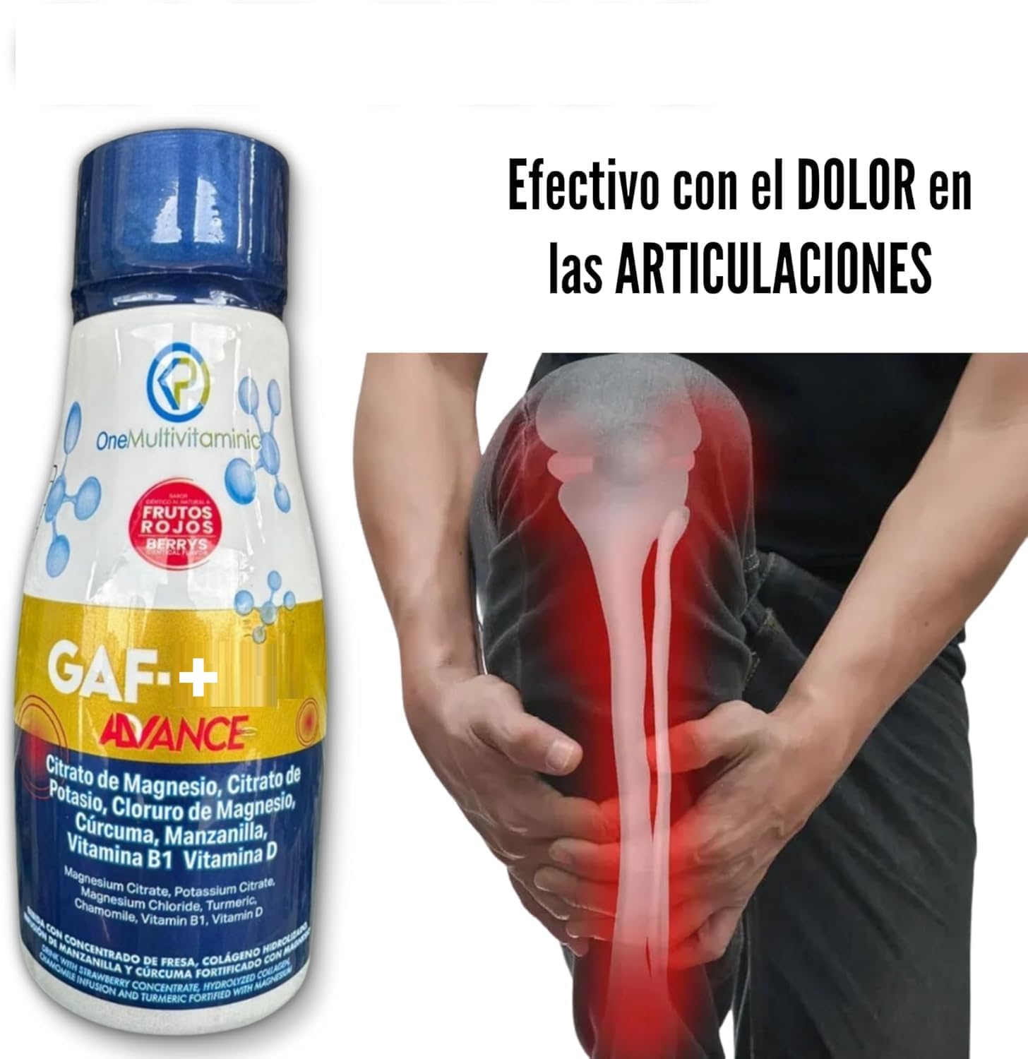 Gaf multivitamínico botella abierta con tapa dosificadora para uso fácil