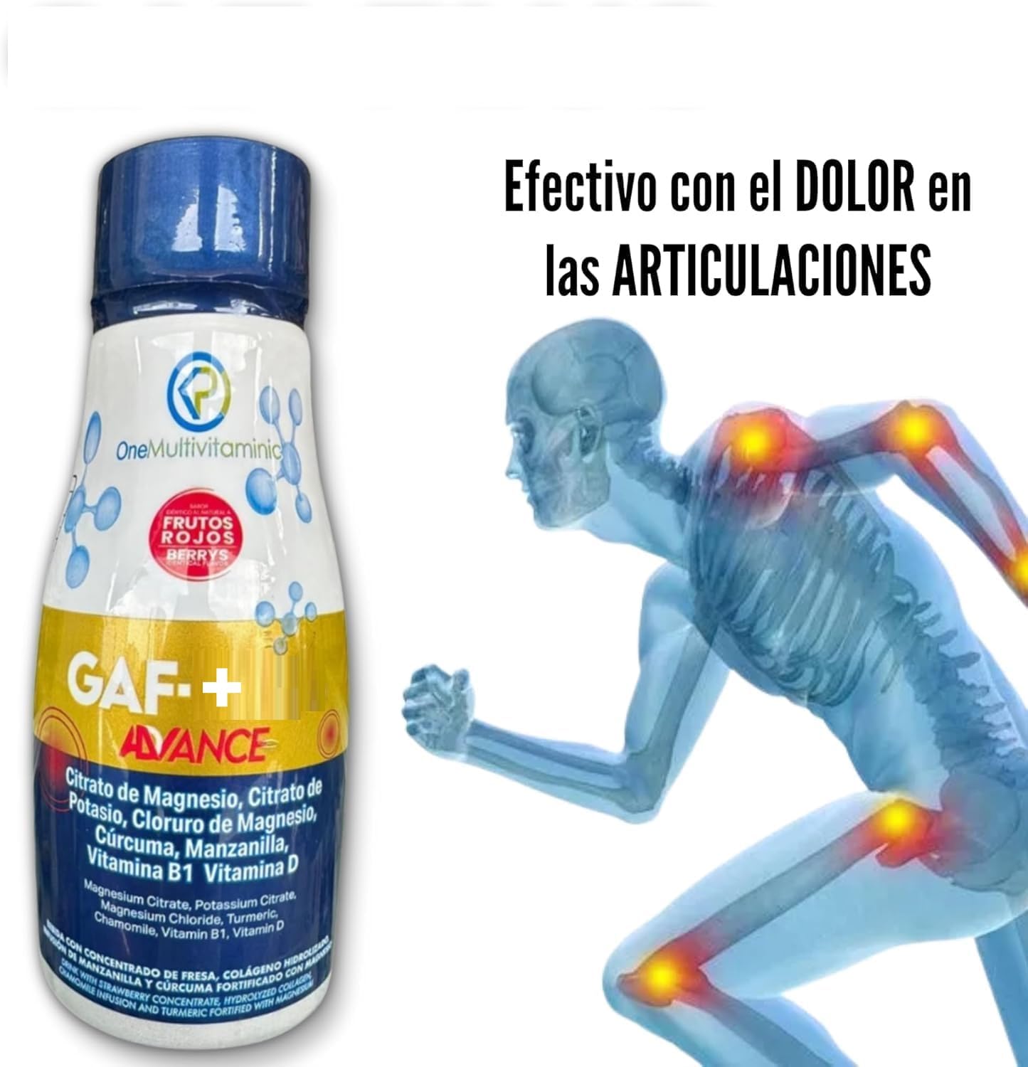 Gaf multivitamínico primer plano textura líquida y aspecto homogéneo