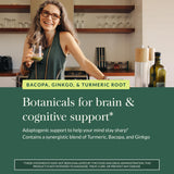 Gaia Herbs Agile Mind cápsula en mano para comparar tamaño y dosis