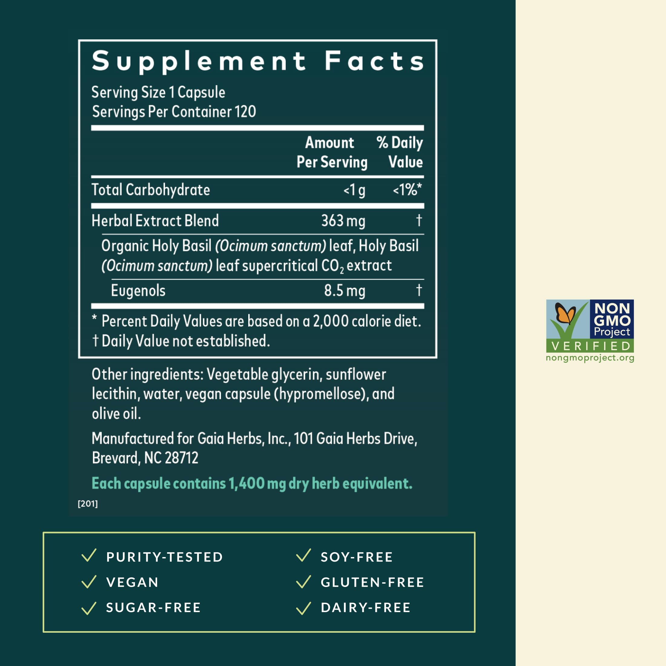 Gaia Herbs polvo herbal dentro de cápsula, concentrado natural