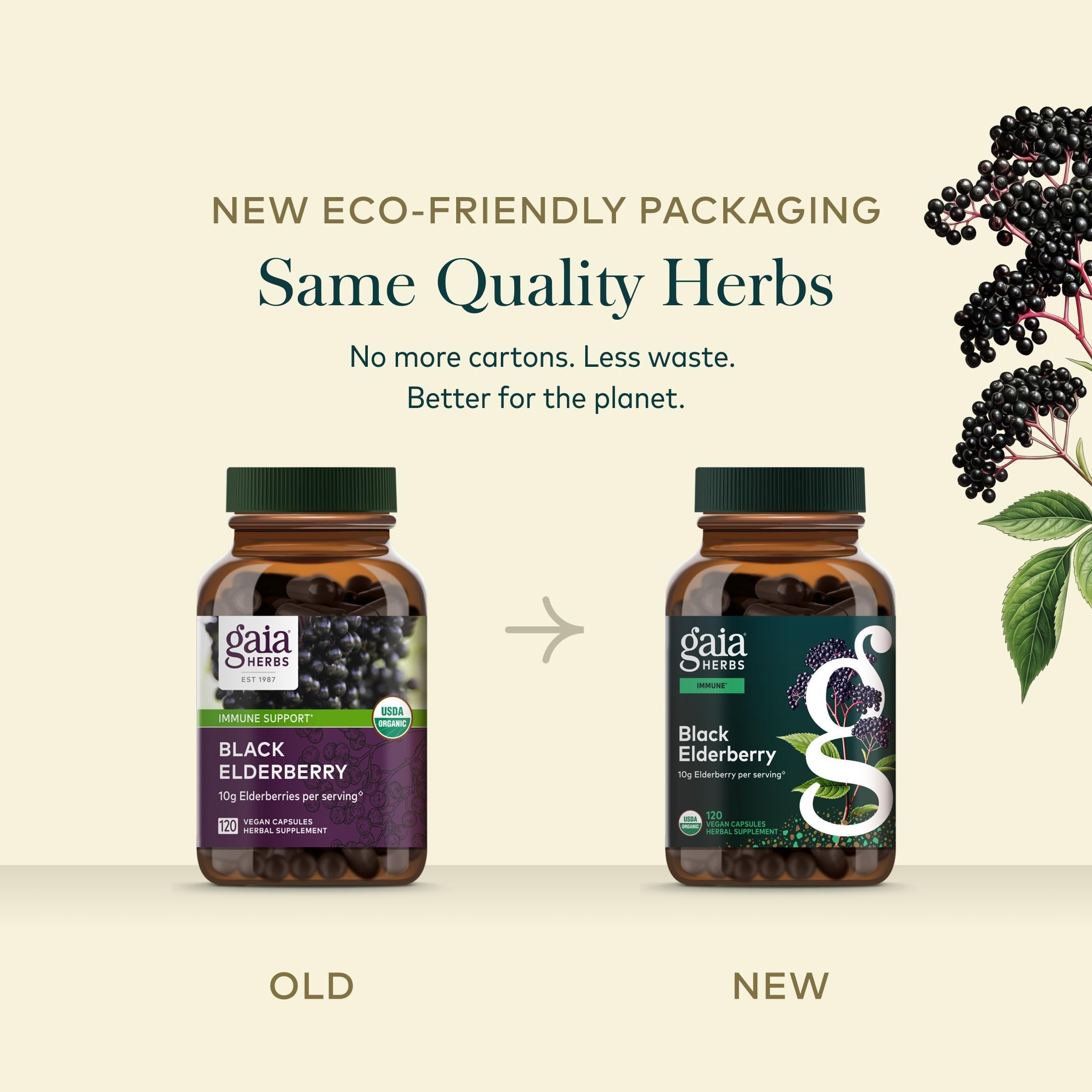 Gaia Herbs cápsula en mano mostrando tamaño práctico y facilidad de ingestión