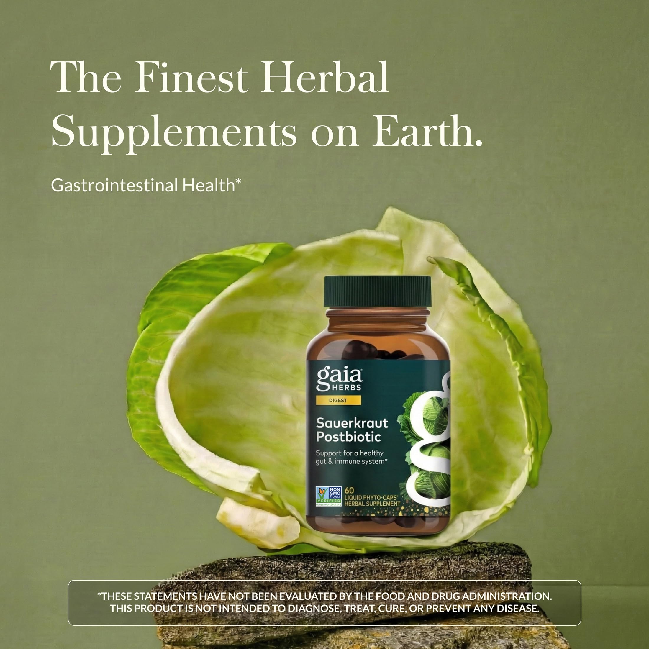 Gaia Herbs cápsulas líquidas en primer plano, visibilizan facilidad de ingesta
