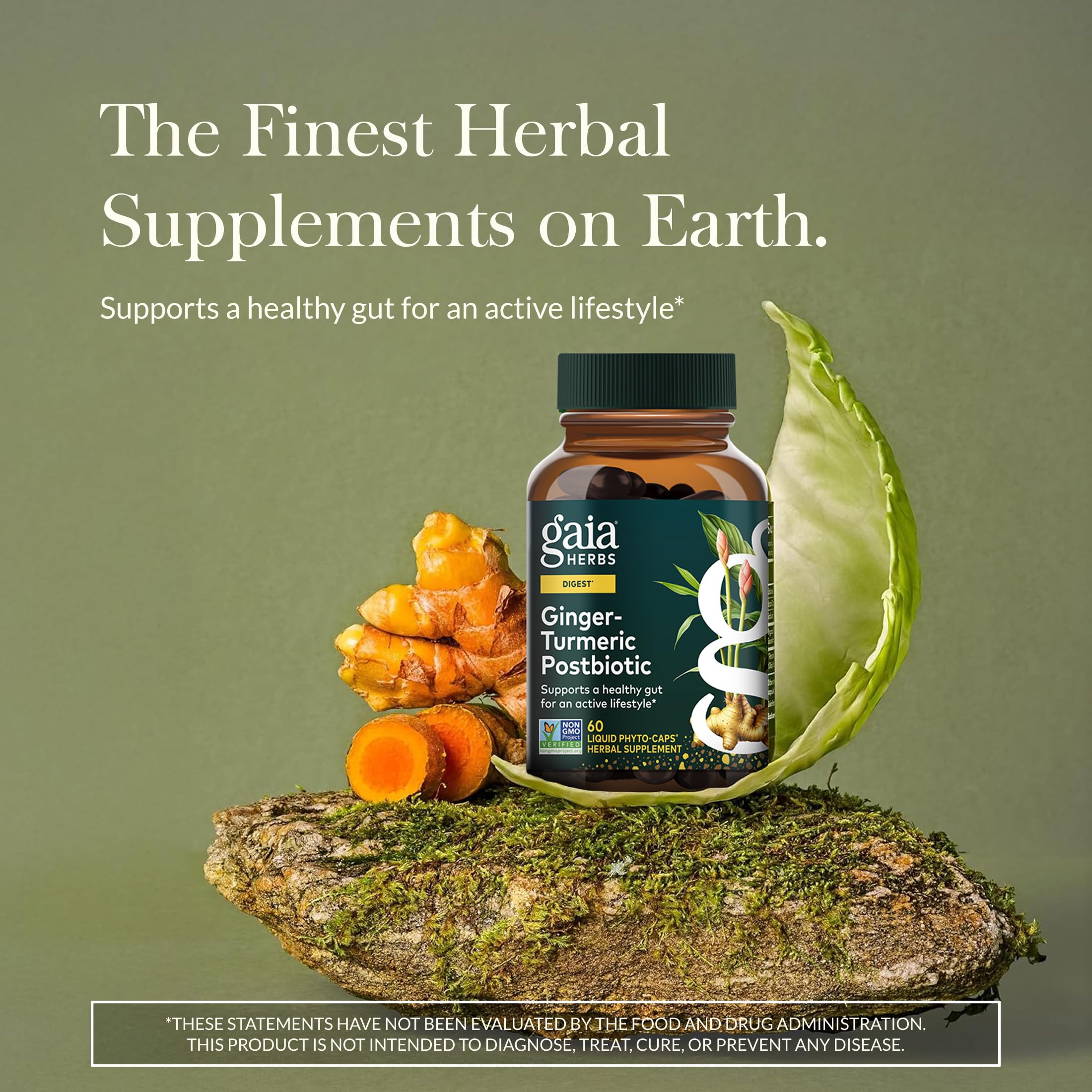 Gaia Herbs cápsulas en mano para transportar y tomar fácilmente