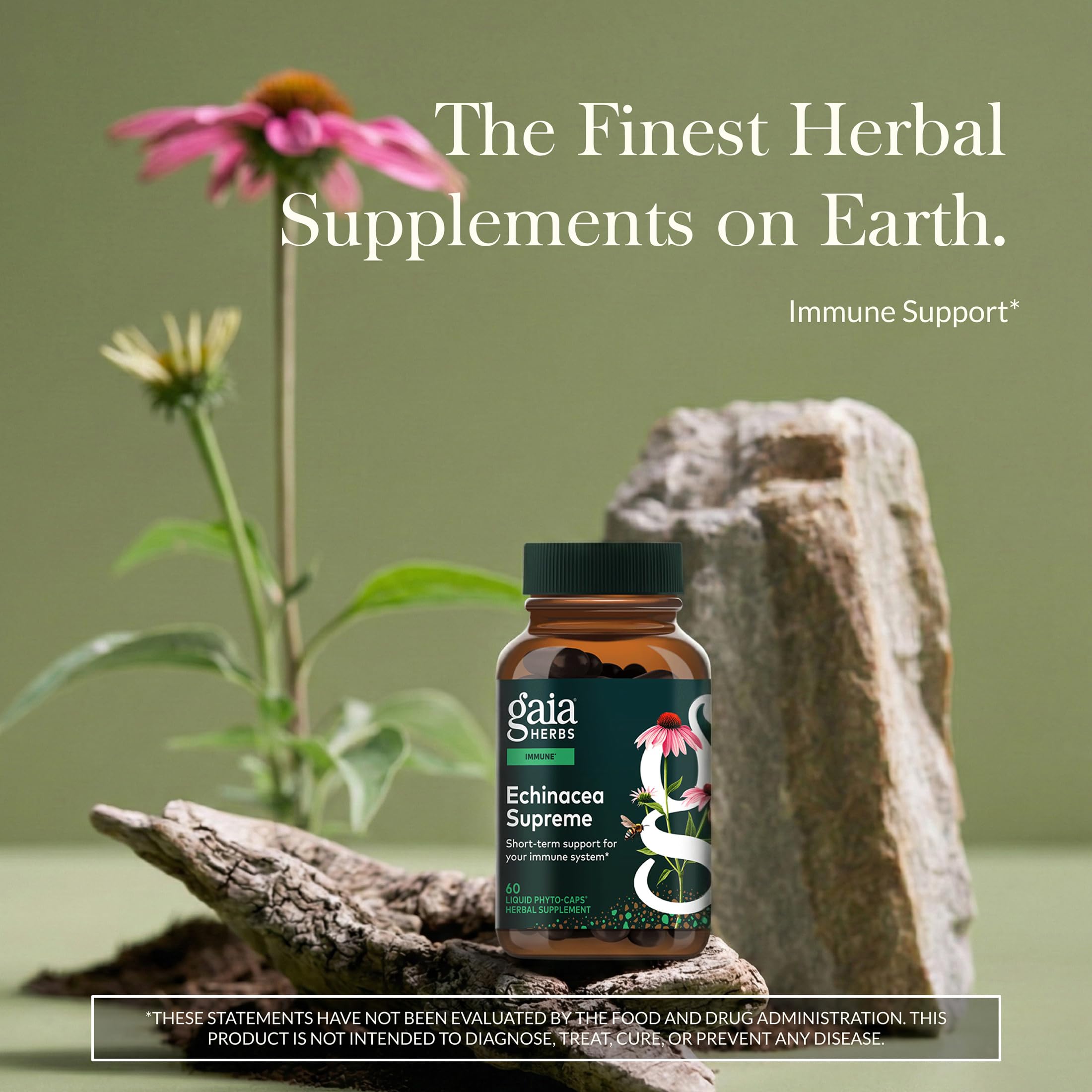 Gaia Herbs etiqueta con información y beneficios, claridad de ingredientes
