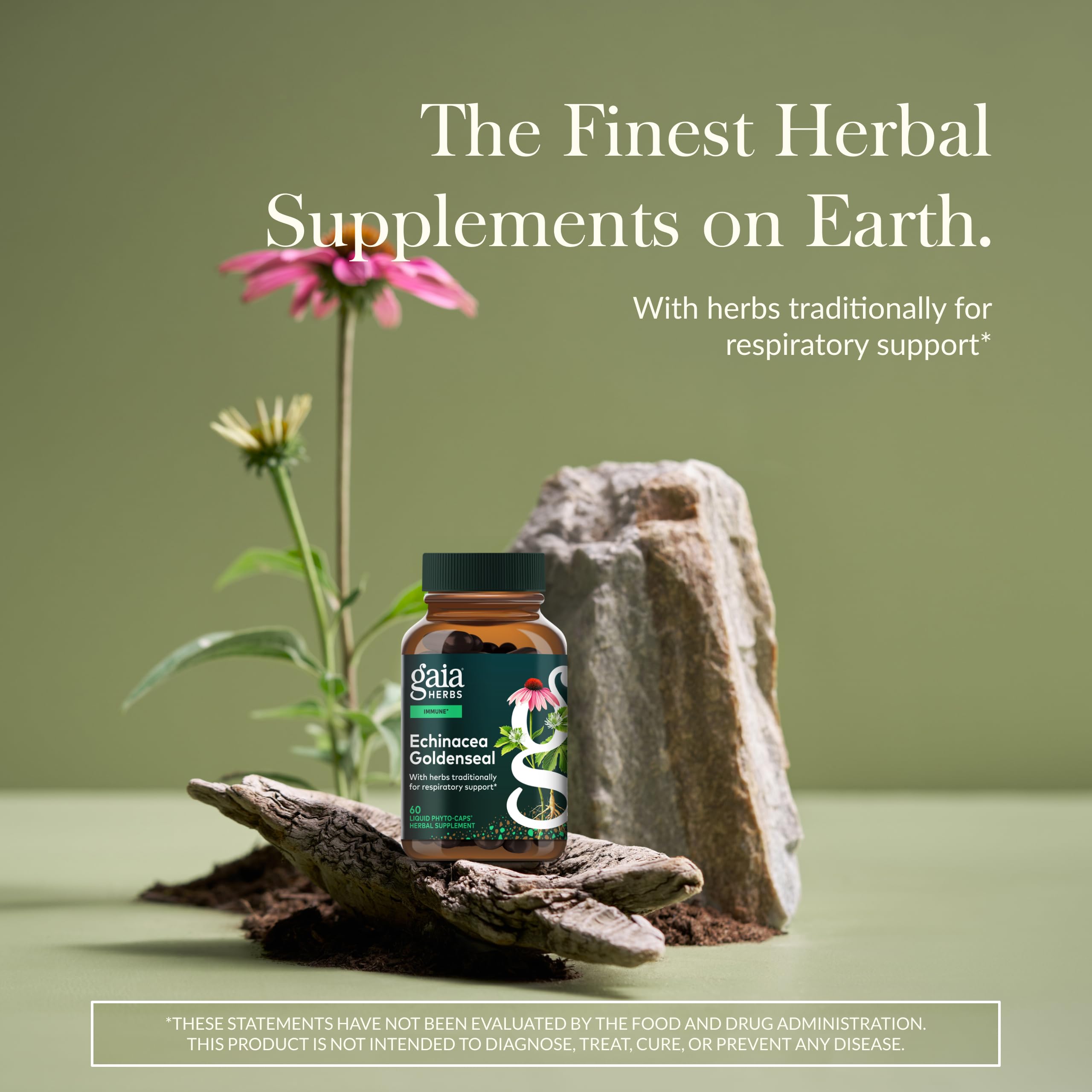 Gaia Herbs detalle de la etiqueta con ingredientes y dosificación visible