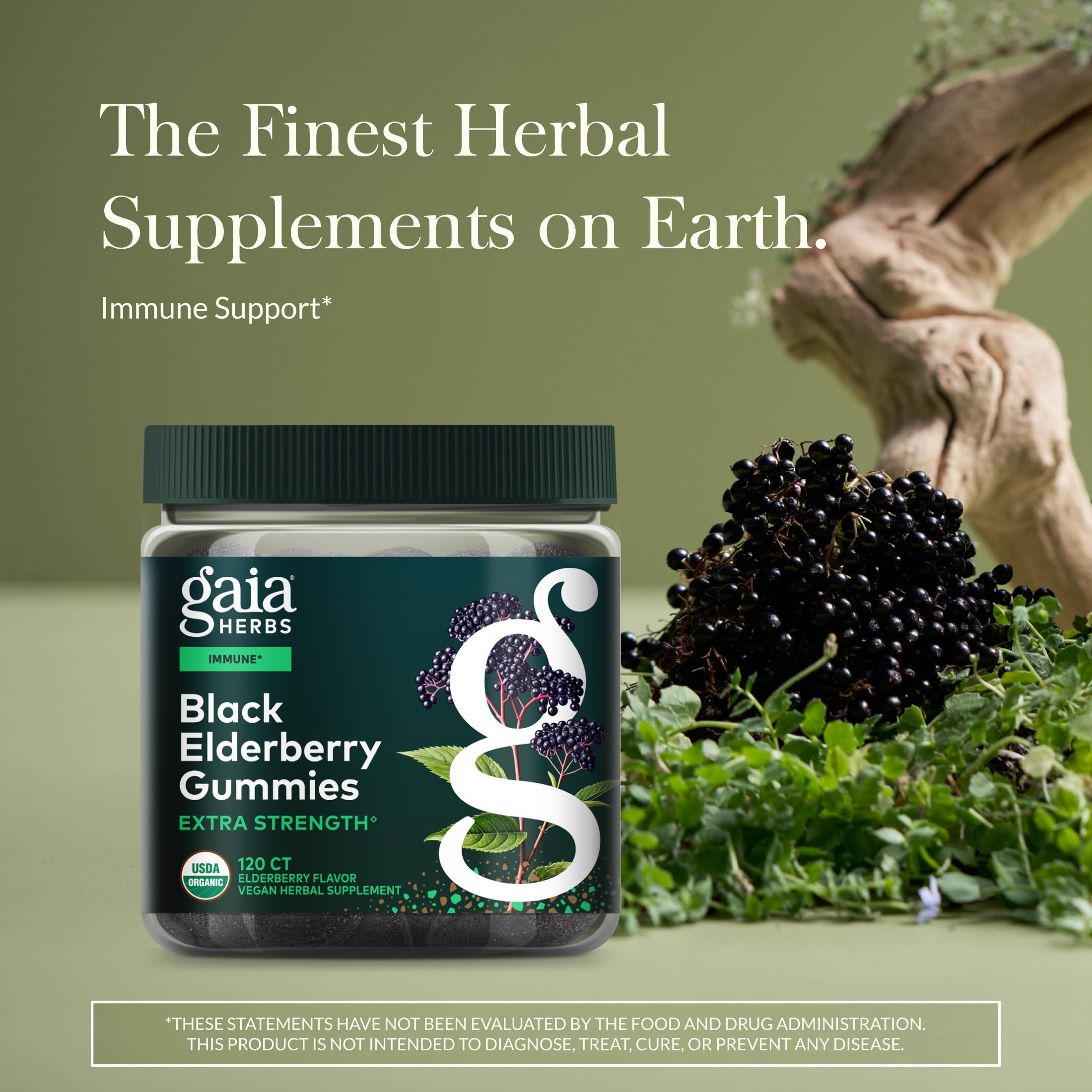 Gaia Herbs primer plano de textura de la gomita que resalta su acabado masticable