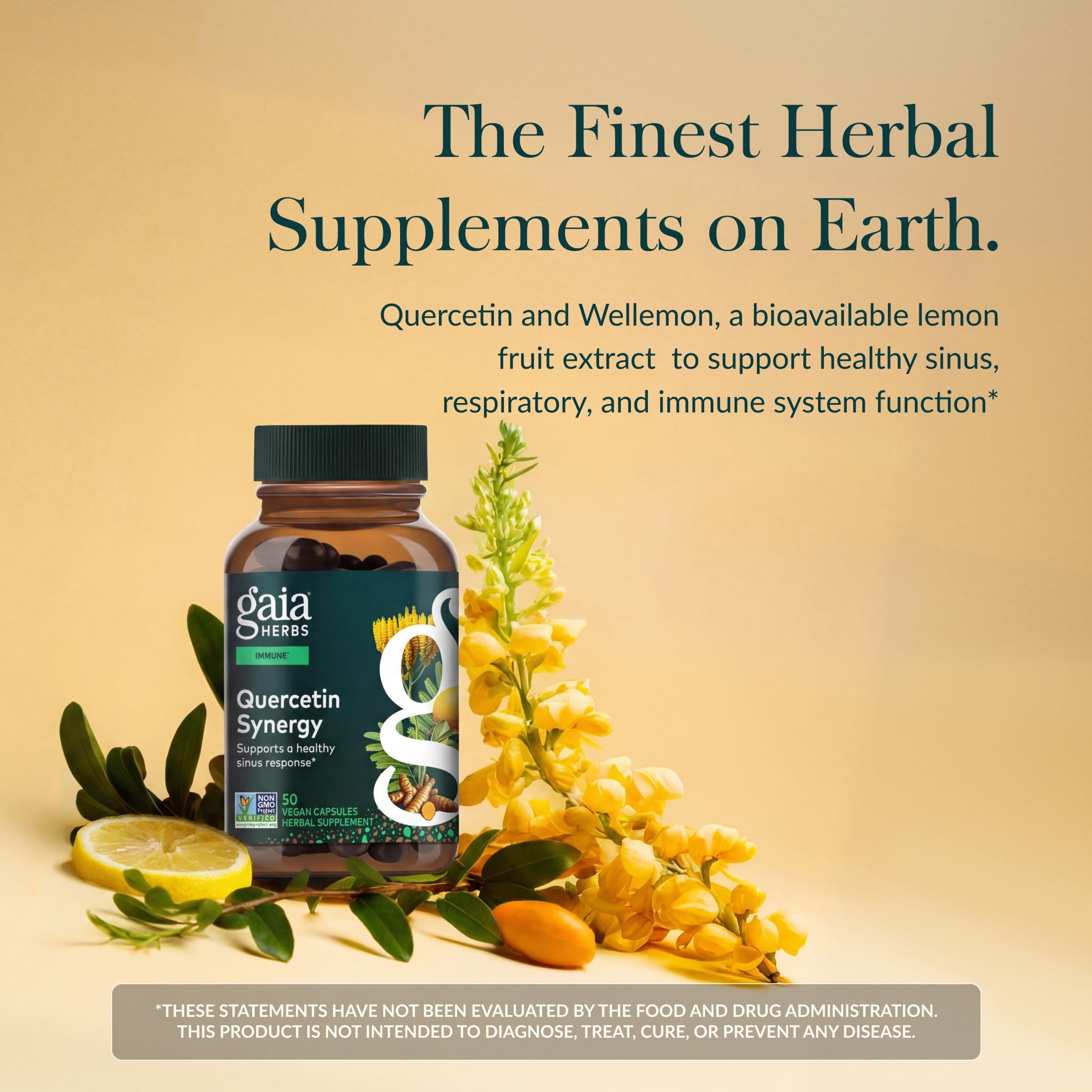 Gaia Herbs primer plano de la etiqueta para ver detalles y confianza de marca