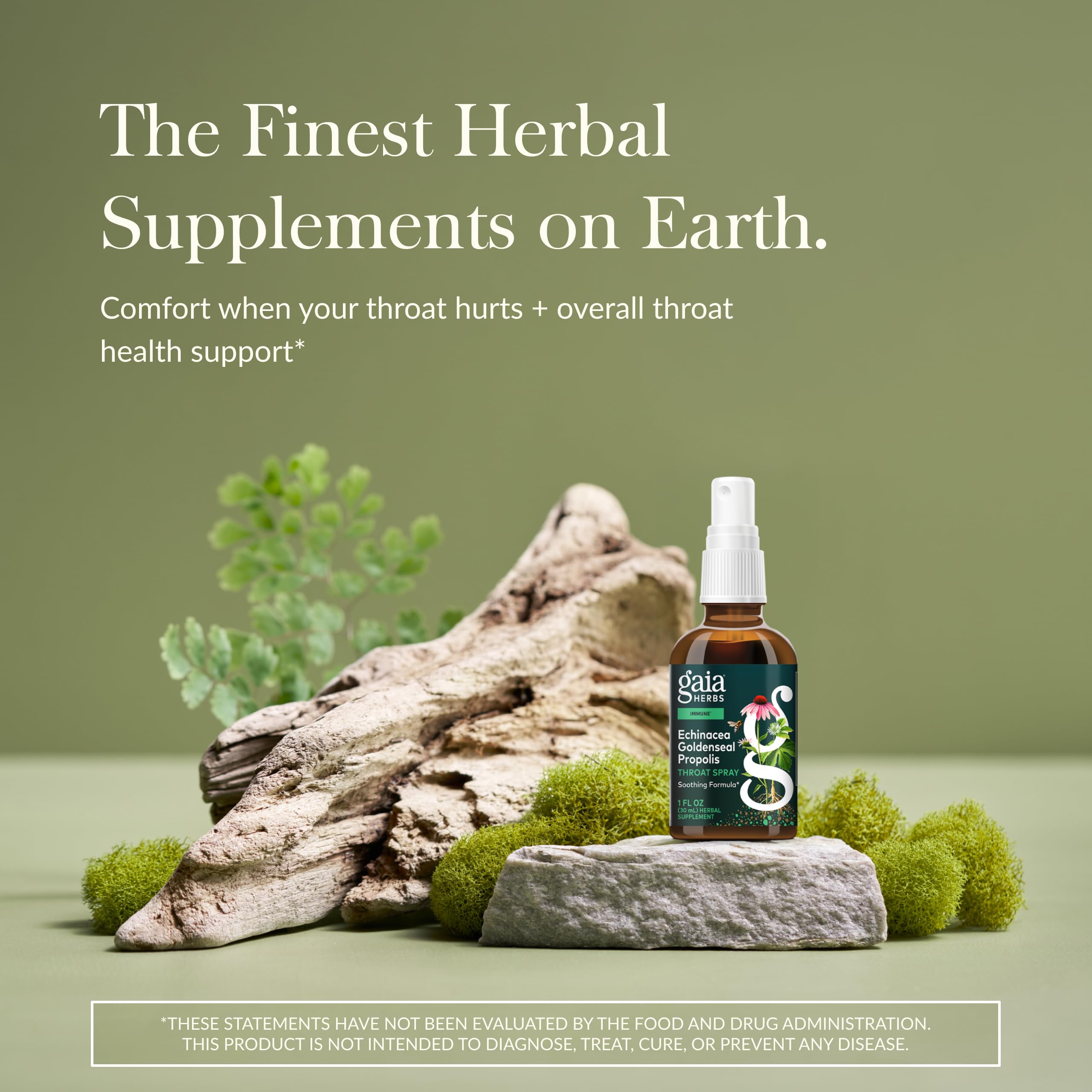 Gaia Herbs etiqueta con ingredientes y ventaja de transparencia en formulación