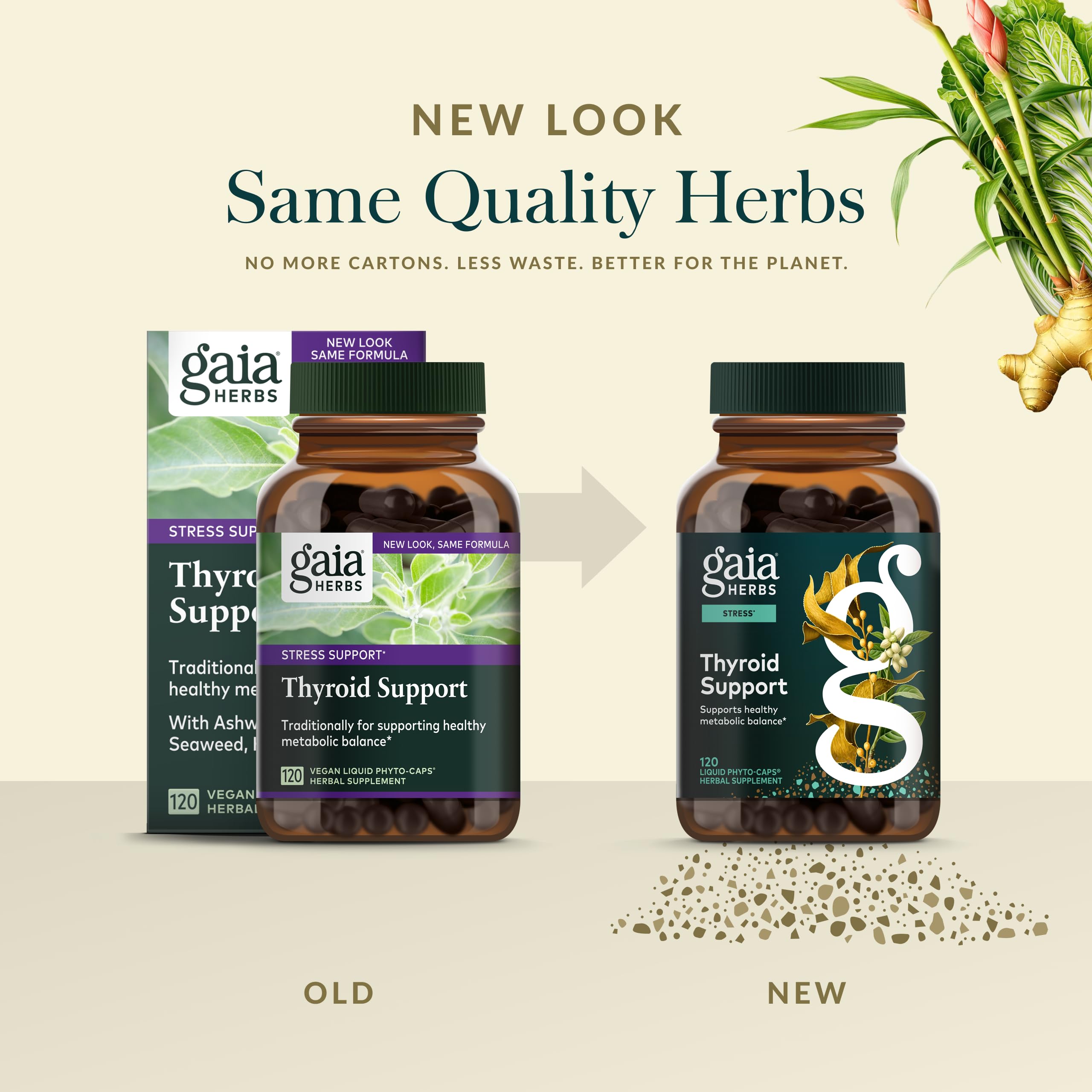 Gaia Herbs etiqueta con información de ingredientes y trazabilidad