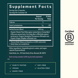 Gaia Herbs etiqueta con ingredientes y tabla para transparencia