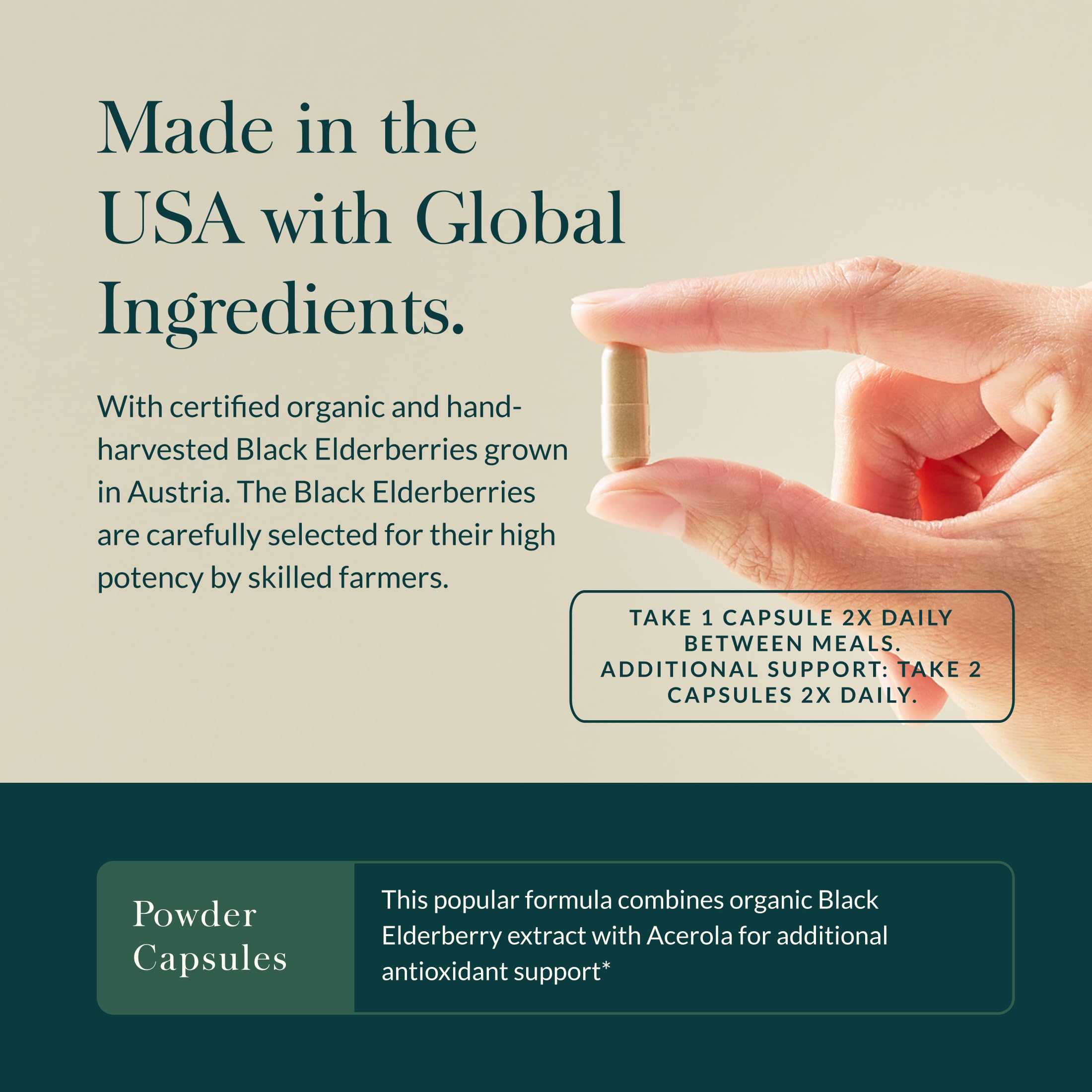 Gaia Herbs etiqueta con lista de ingredientes y certificaciones orgánicas