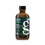 Gaia Herbs frasco frontal mostrando jarabe de saúco y etiqueta orgánica, aporta confianza