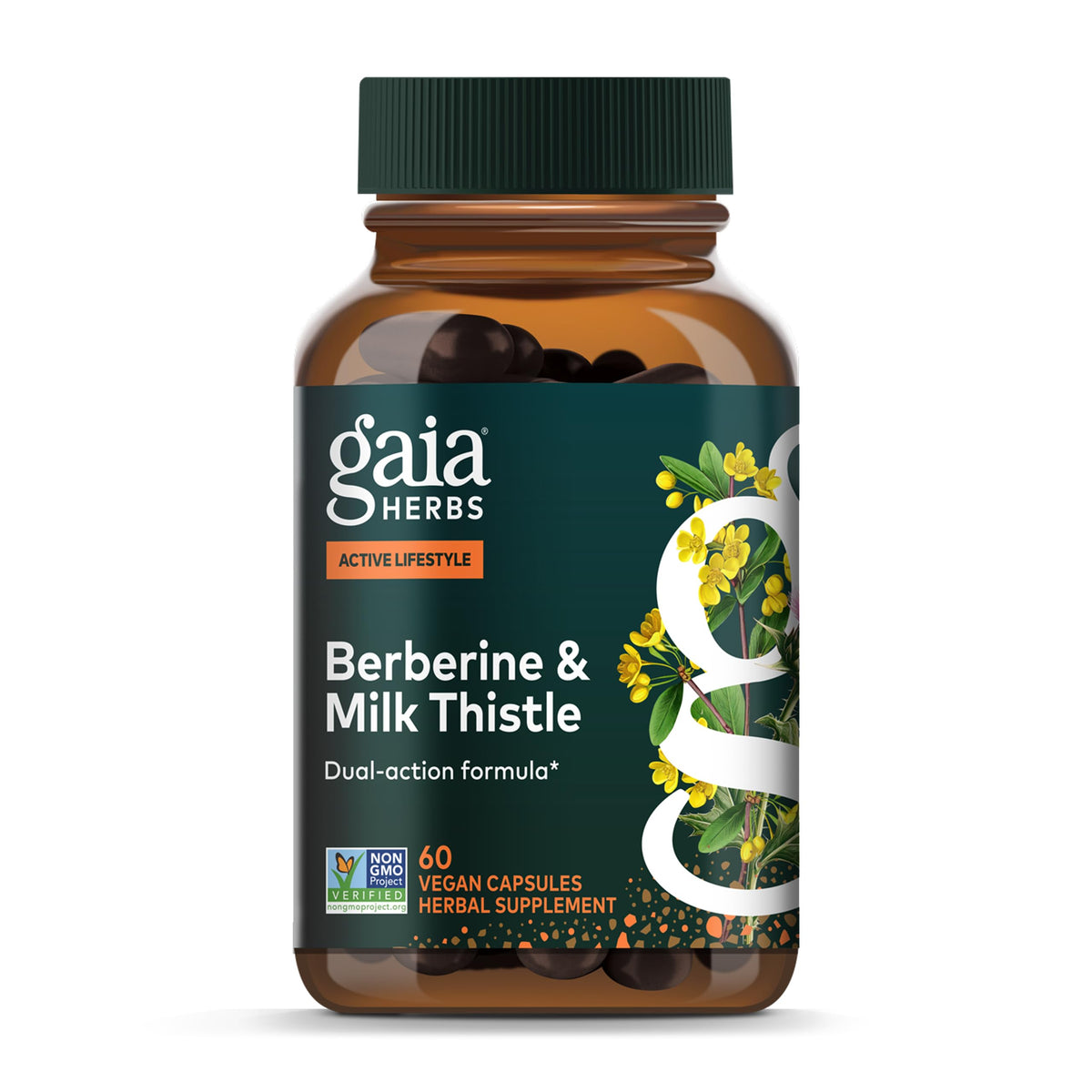 Gaia Herbs frente del empaque mostrando el producto y beneficios visibles
