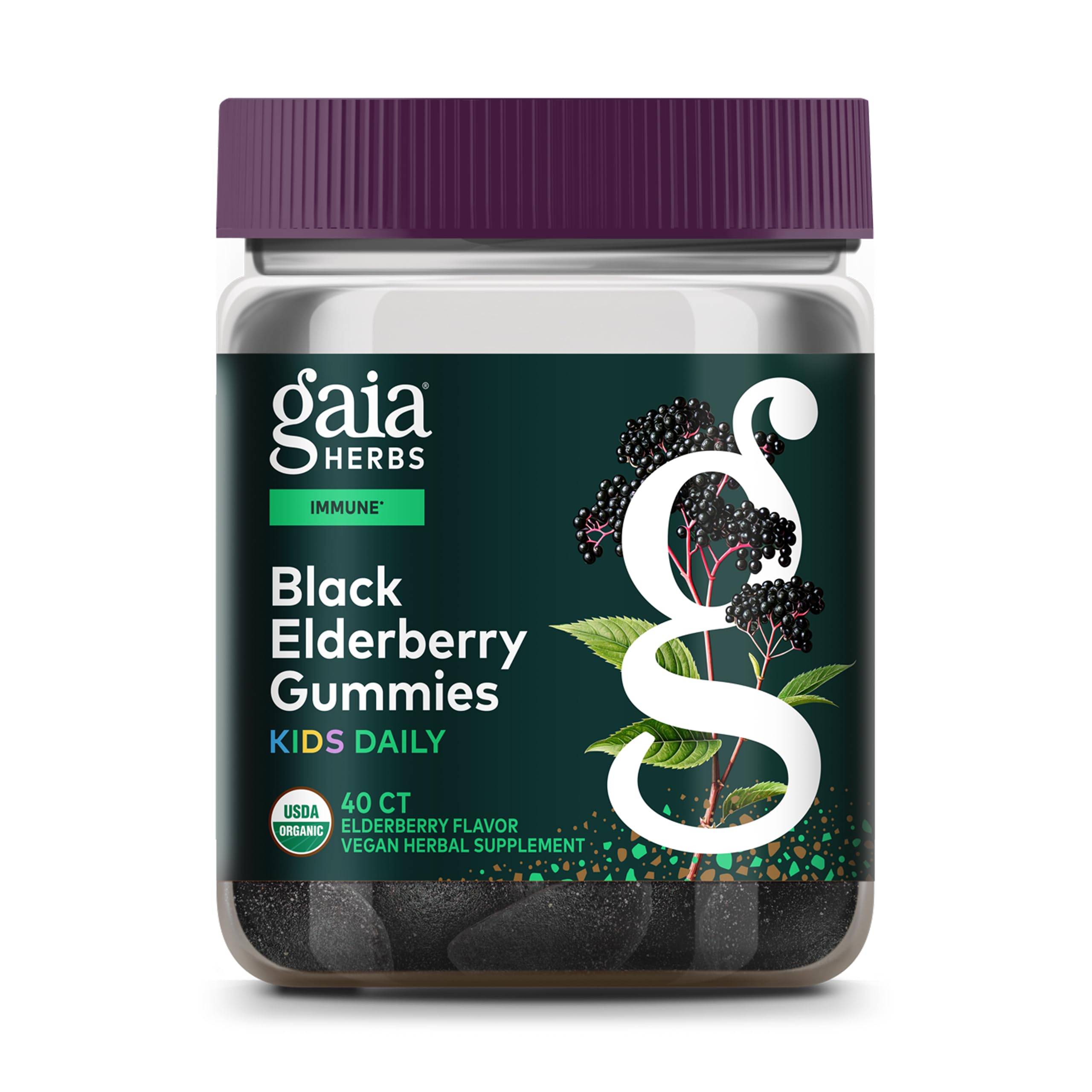 Gaia Herbs frasco frontal mostrando diseño y cantidad, aporta confianza